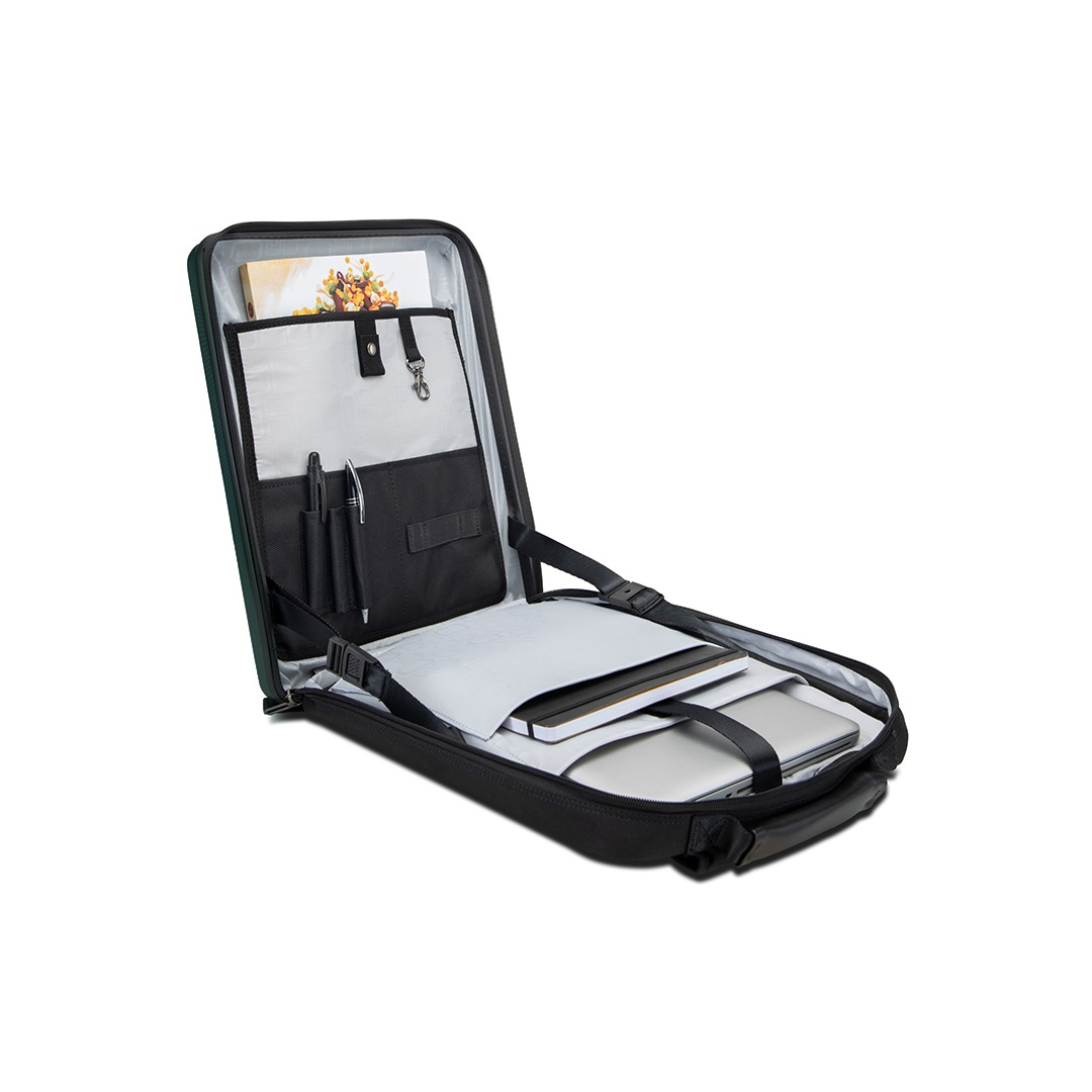 Assembly Hard Sided Polycarbonate Cabin Trolley Bag (54 cm) with Hard Shell Laptop Backpack - Green