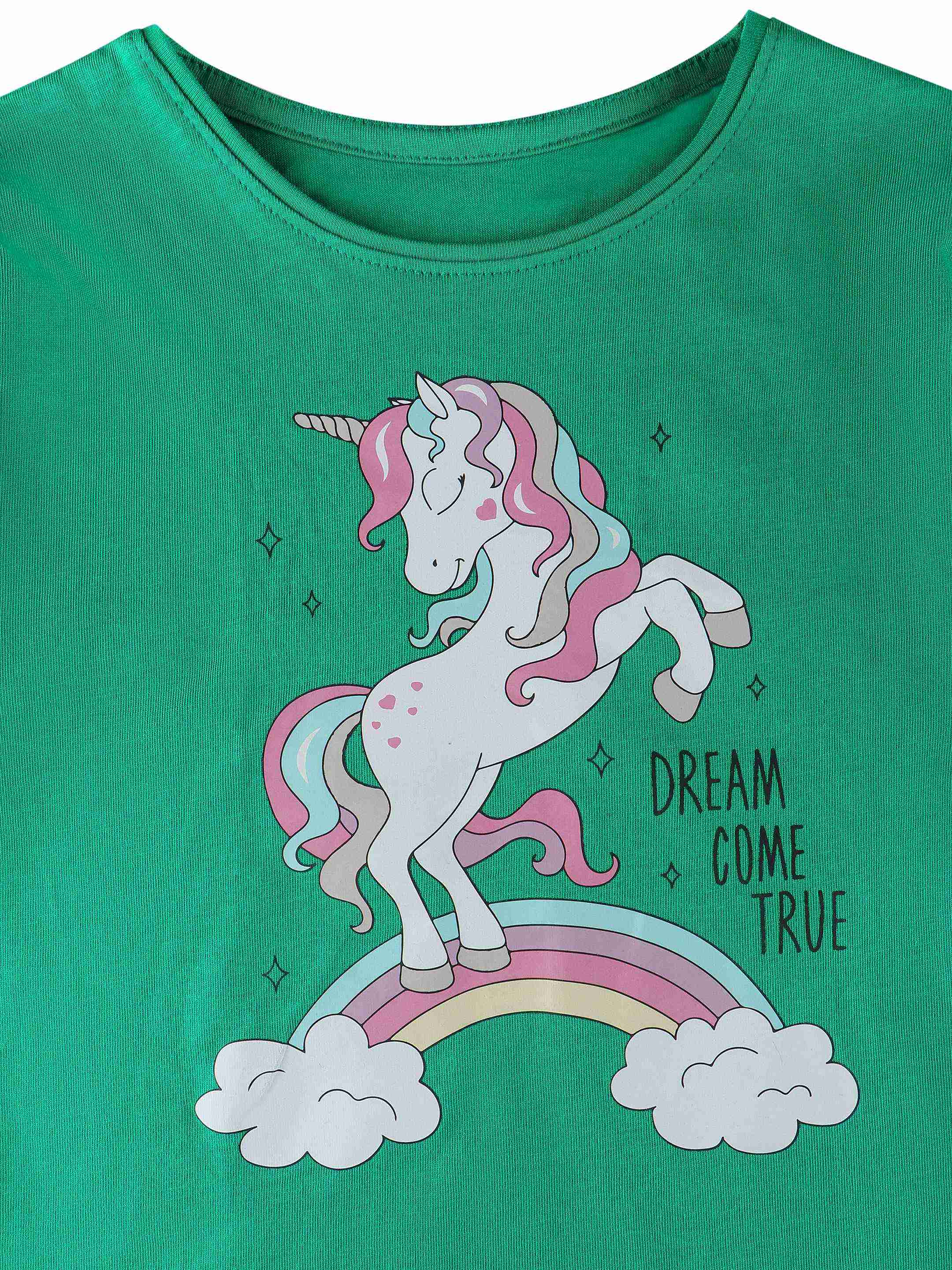 Ninos Dreams Girls Tshirt with Shorts Set Blue Unicorn Print