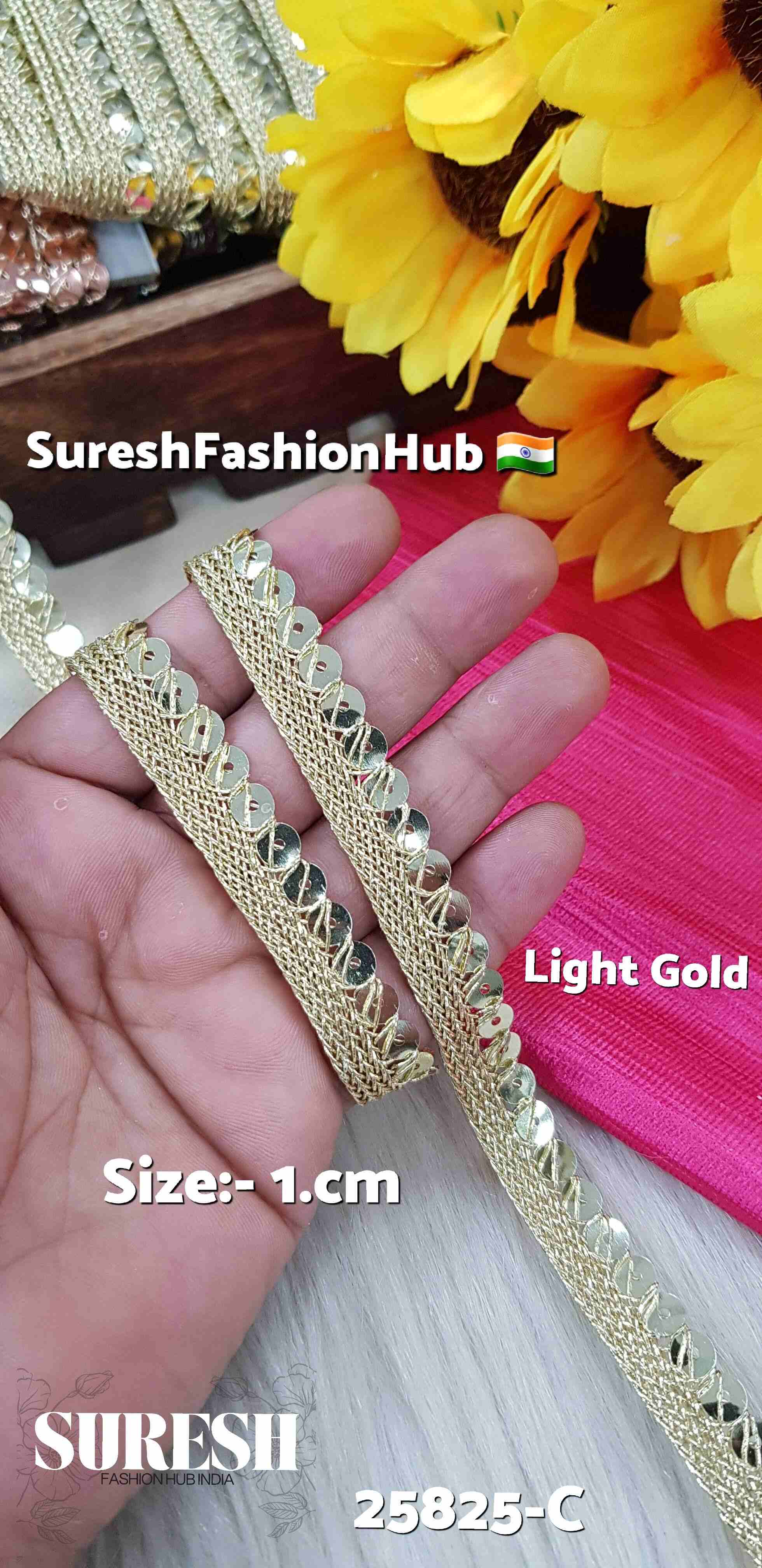 Light Gold Sequin Jhalar Lace – 18 Meters