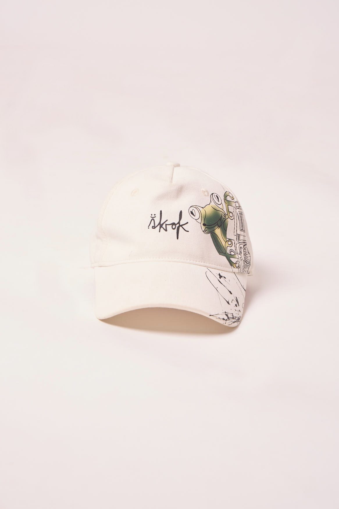 AK-OK PRINTED WHITE COTTON CAP
