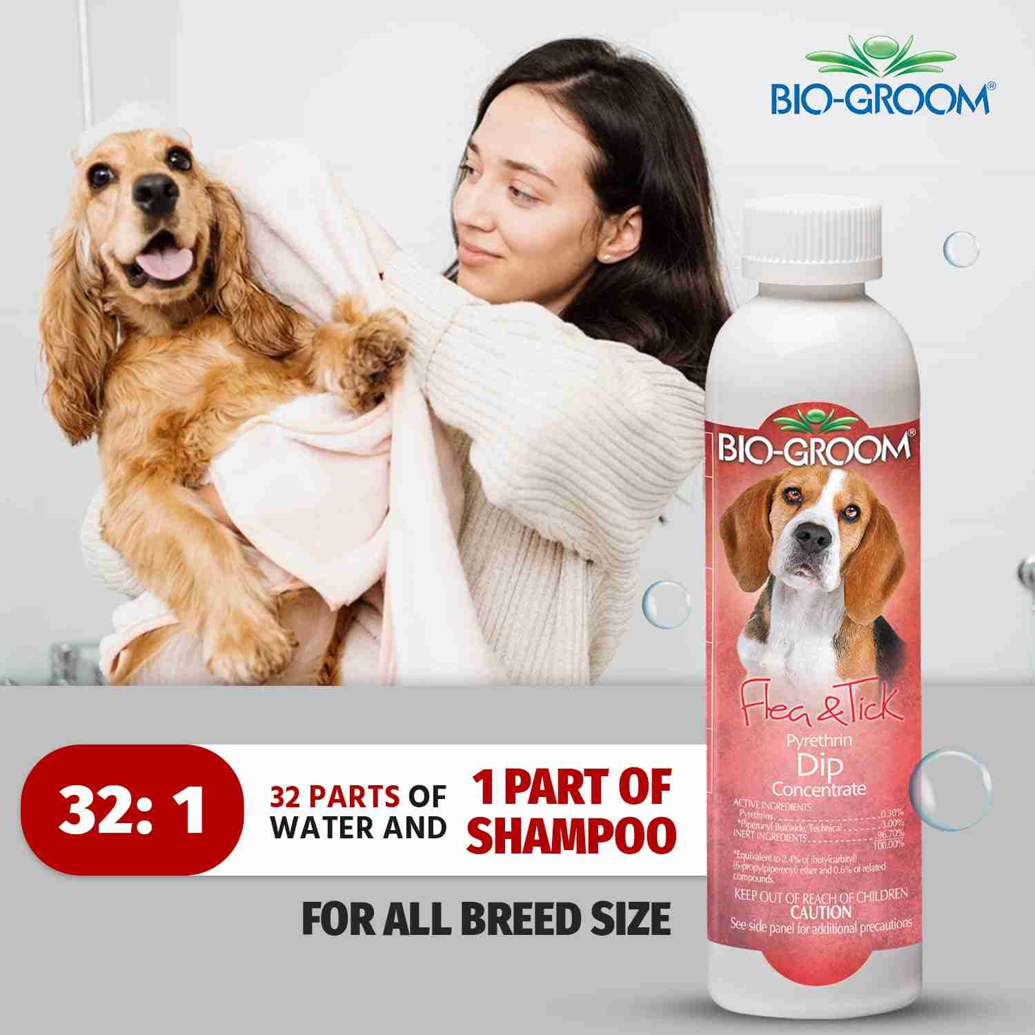 Bio-Groom Flea & Tick Pyrethrin Concentrate Dip for Dogs (236 ml)