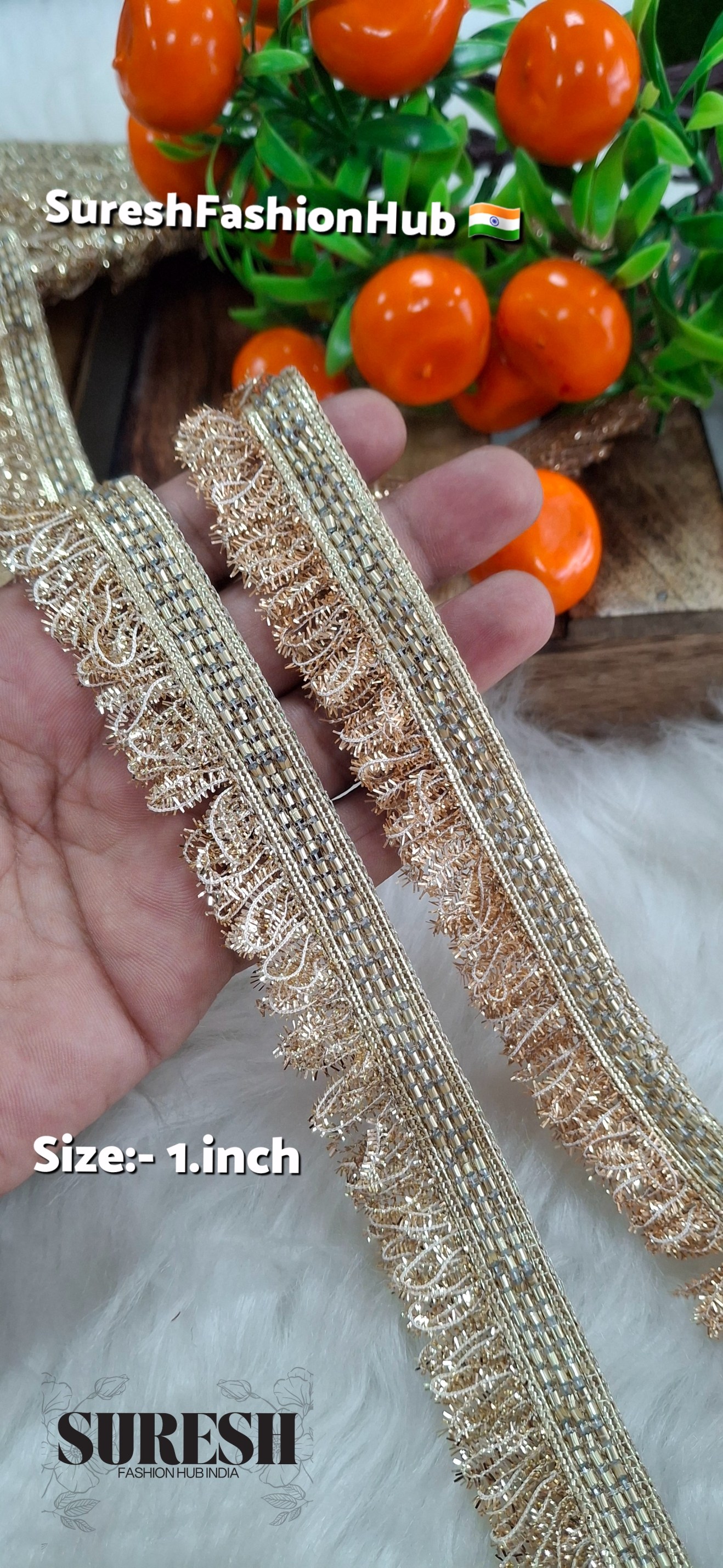 Light Pearl Beaded Feather Fringe Jhalar Lace – 31027-C