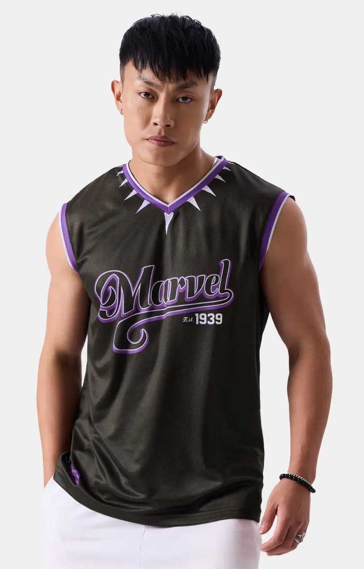The Souled Store | Men's Official Black Panther T'Challa 10 Basketball Vests