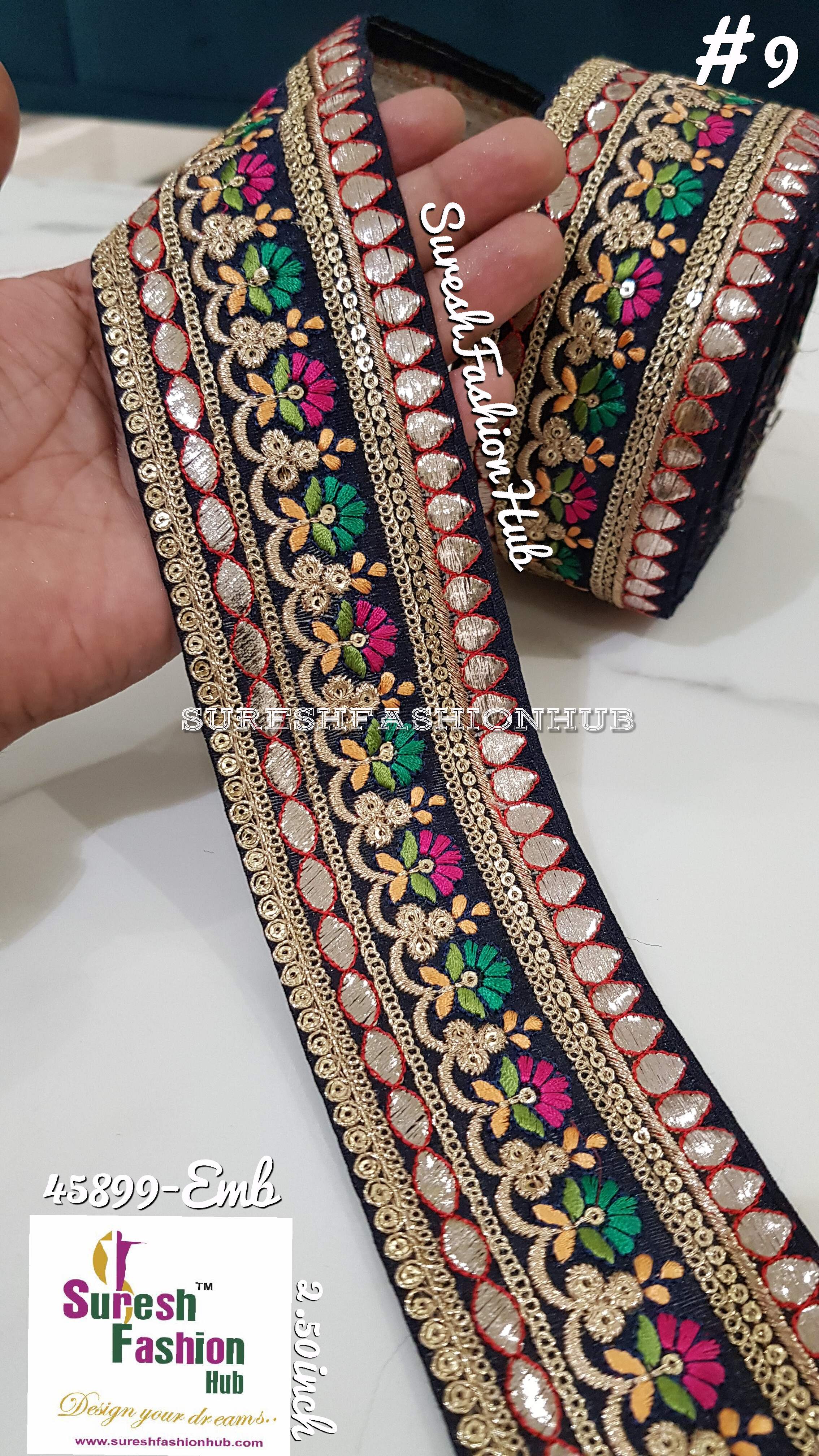 Indian Laces Embellishments Embroidery Saree Border Wholesale Silk Crafting Sewing Decorative Designer Ribbons #Blackborder  #Fancylaces #Decorativetrims #Embroideredborder #Sewingtrims #テープ #minne #lndianlaces #Sareeborder #アニー都城 #pasamanerías #pasamaneriasbordadas #Embellishments #可愛いマスク #Embroiderytrimmings #アクセサリー