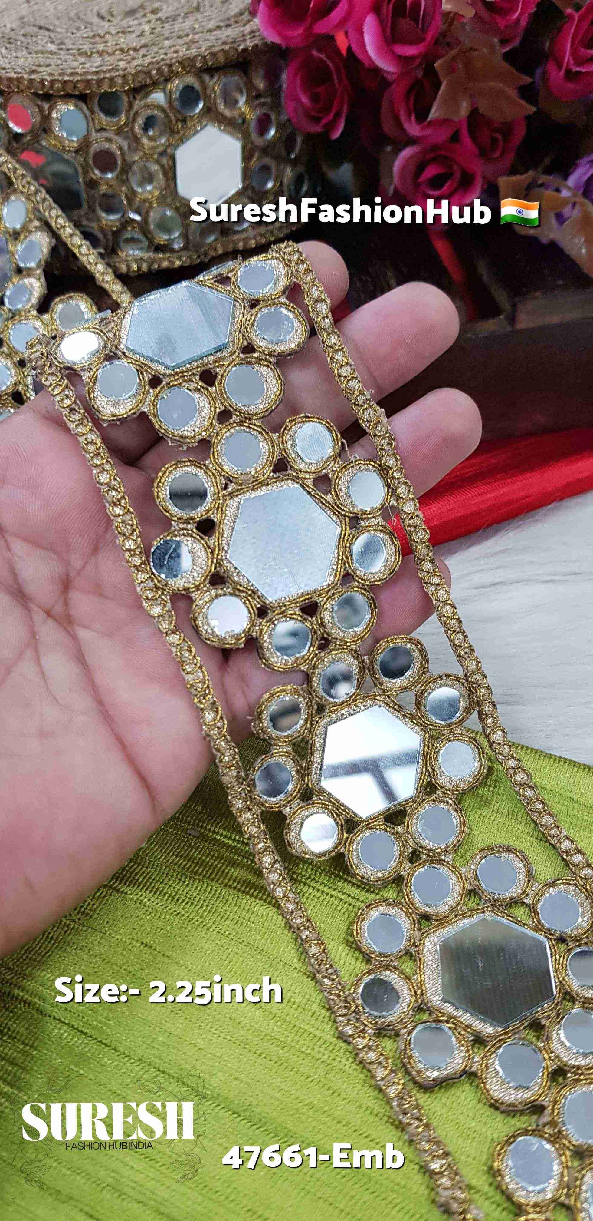 Matte HexaGlow Mirror Lace Border – 47661-Emb