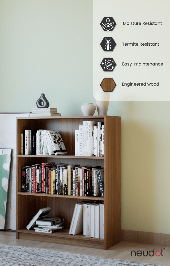 Whitman Open Bookshelf (3 Compartments)- Leon Teak Finish