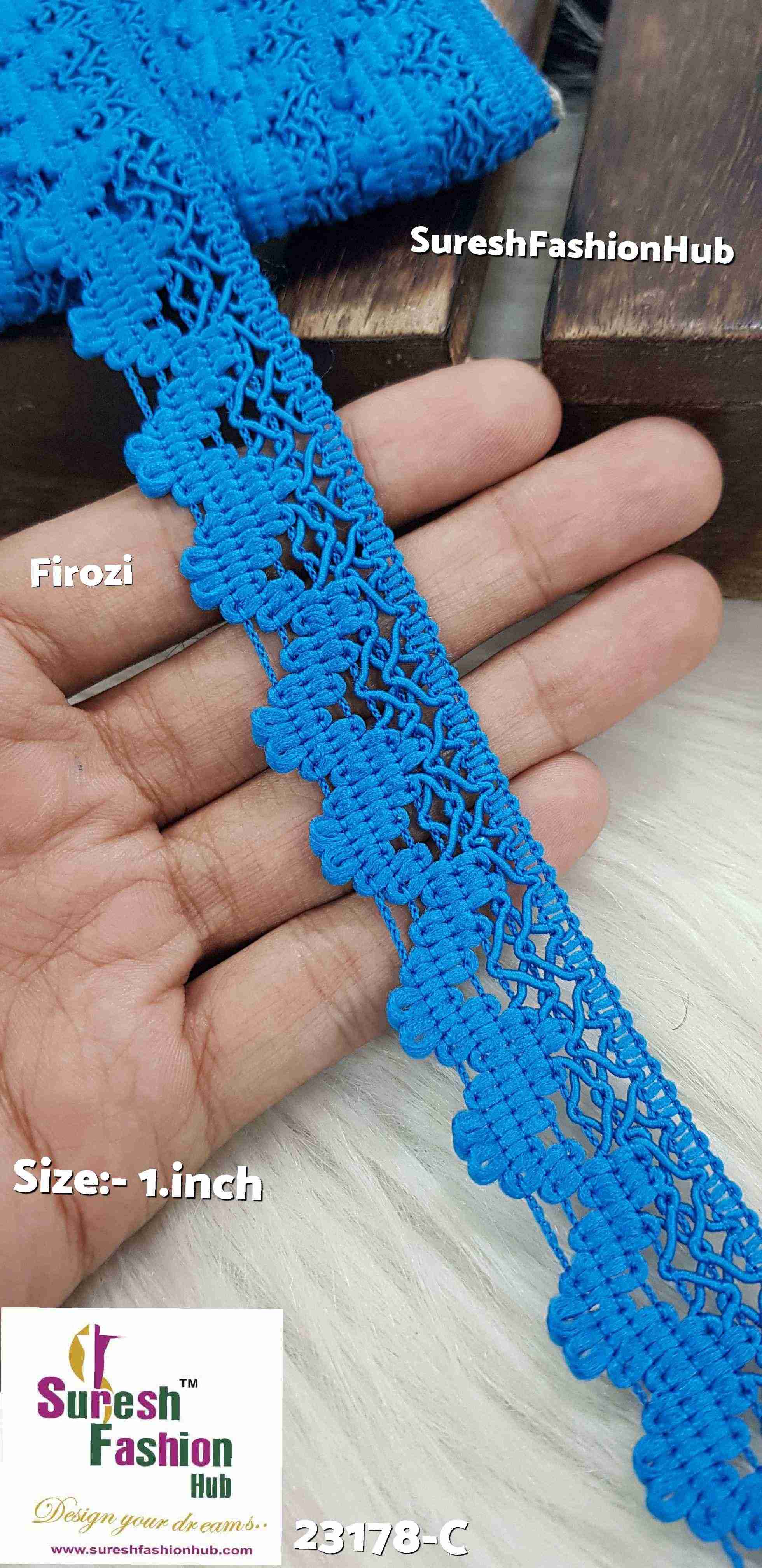 Teal Blue Color Ribbon Lace