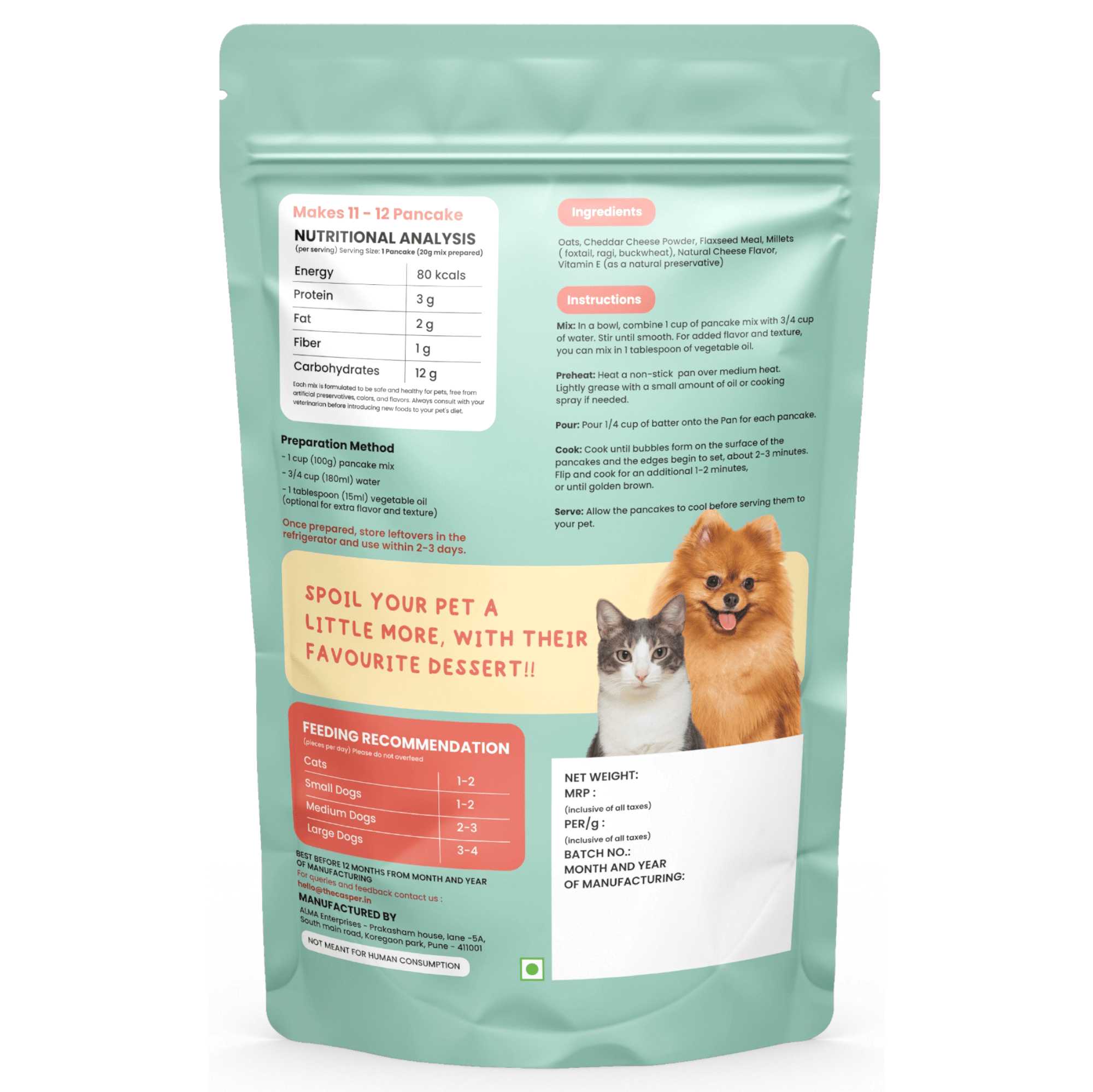 Casper Pancake Mix Cheese Flavour Dog & Cat Treat - 250g