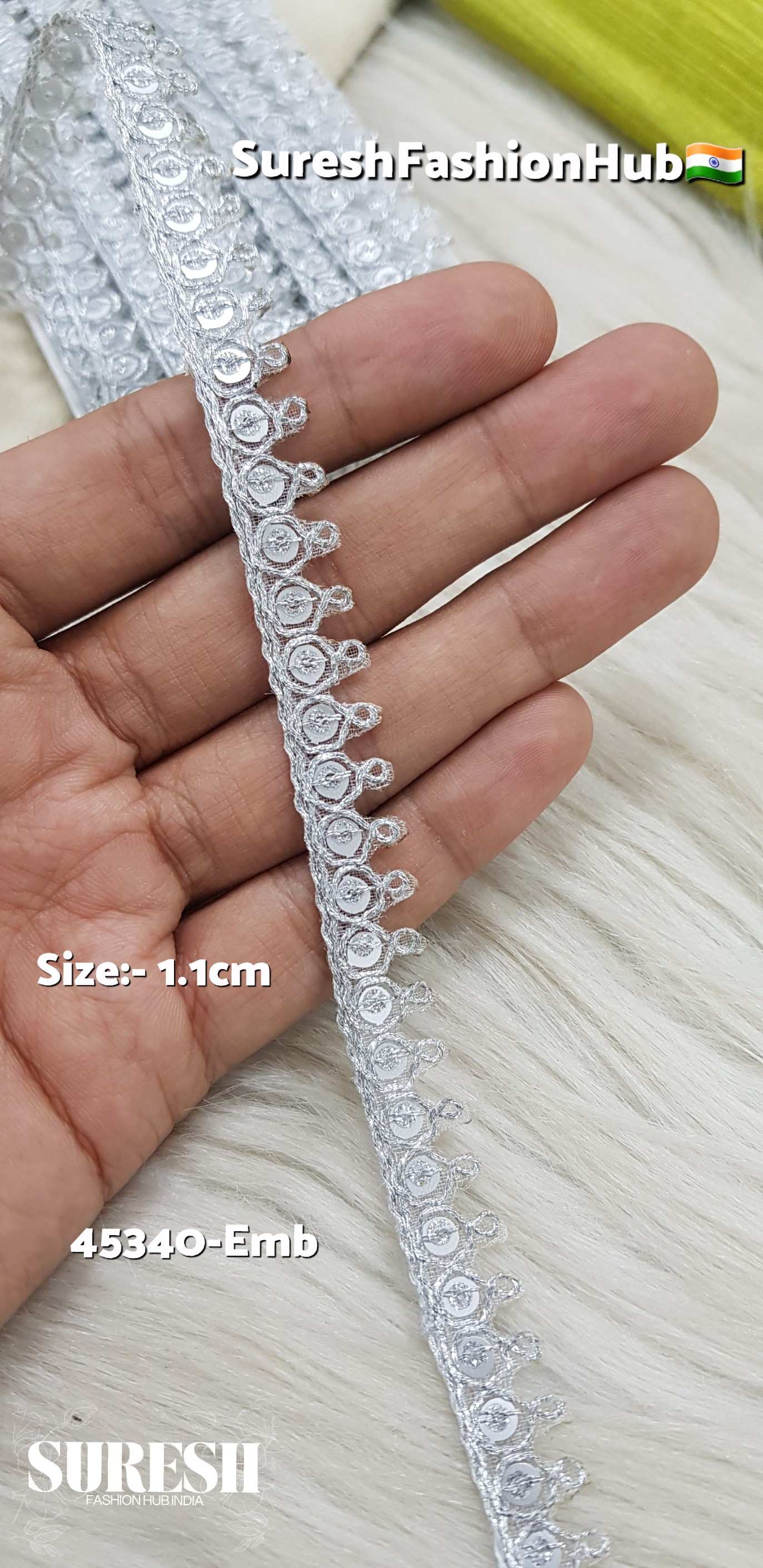 Silver Elegant Dori & Sequence Organza Lace