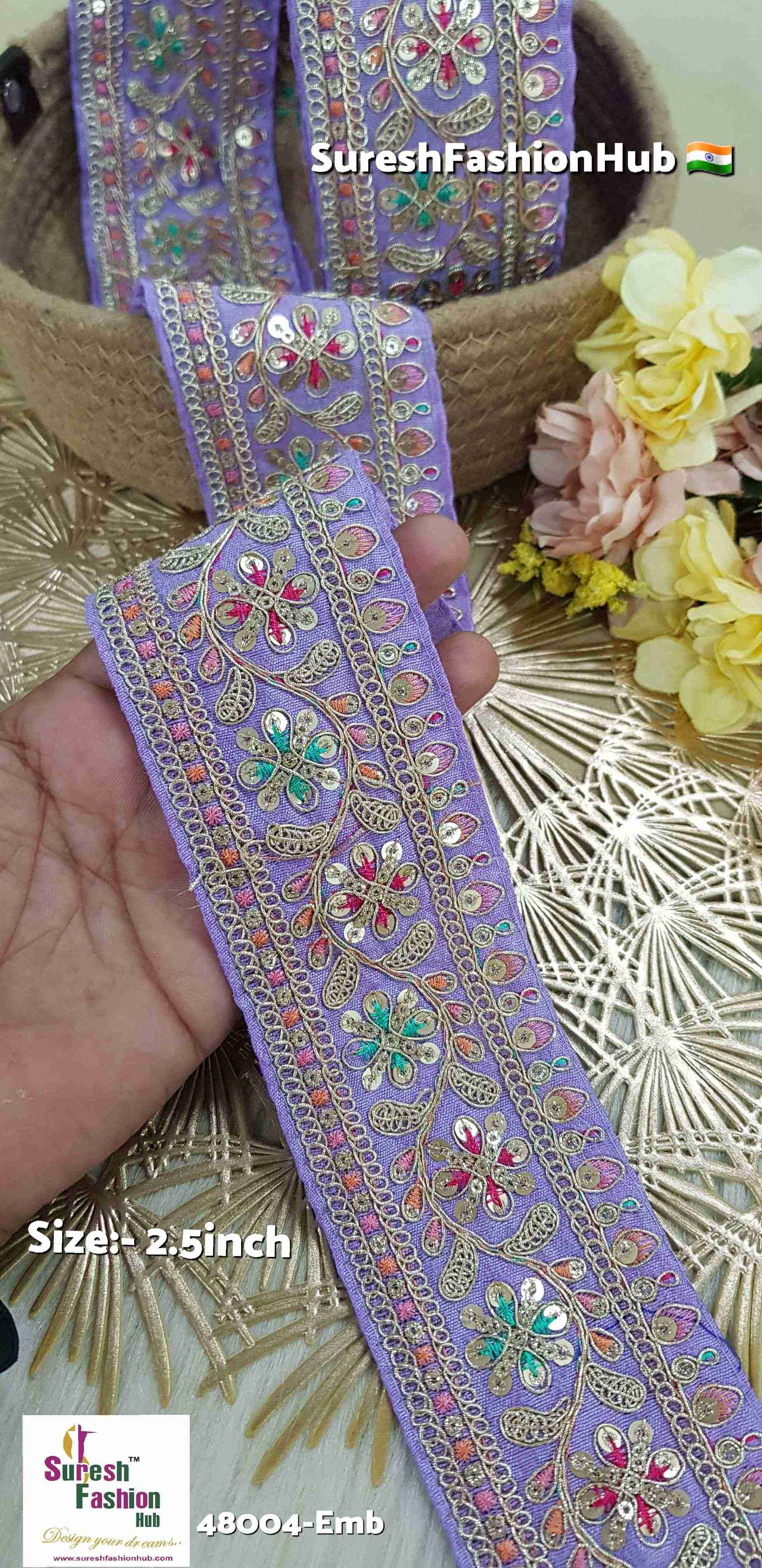 Lilac Sabya Delicate Floral Embroidery Lace