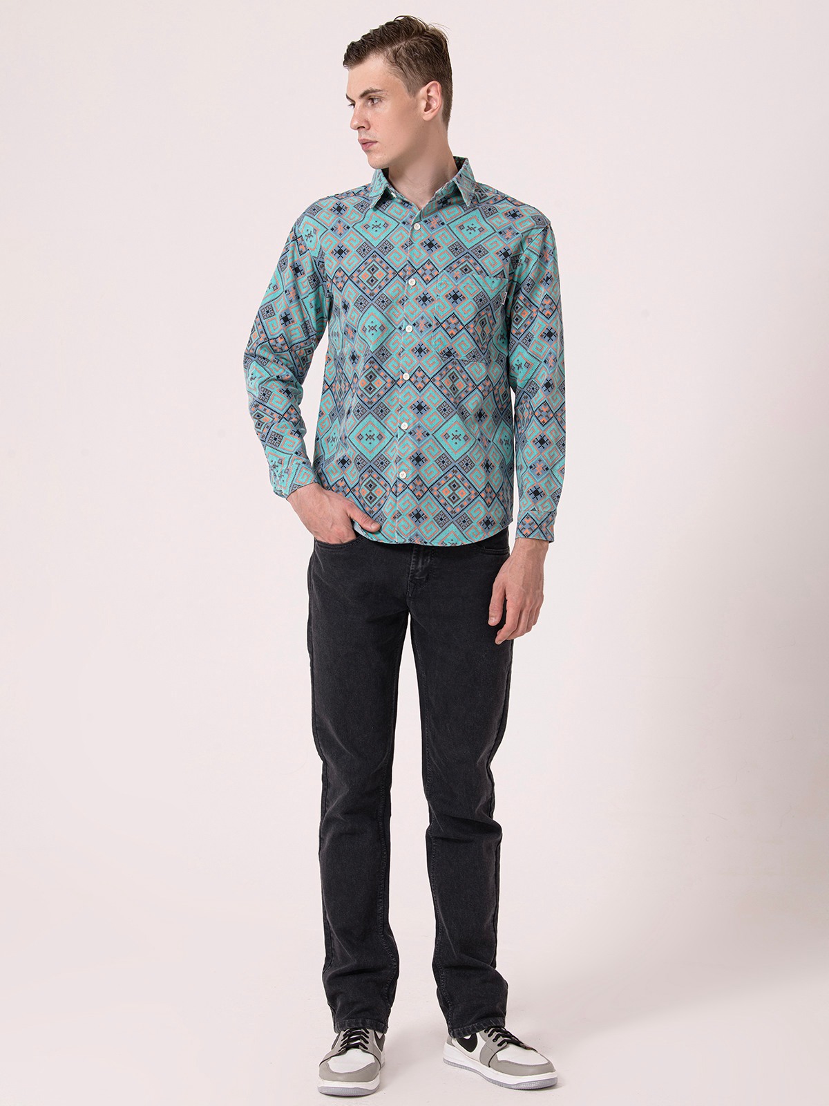 Albion Mens Green Casual Shirt
