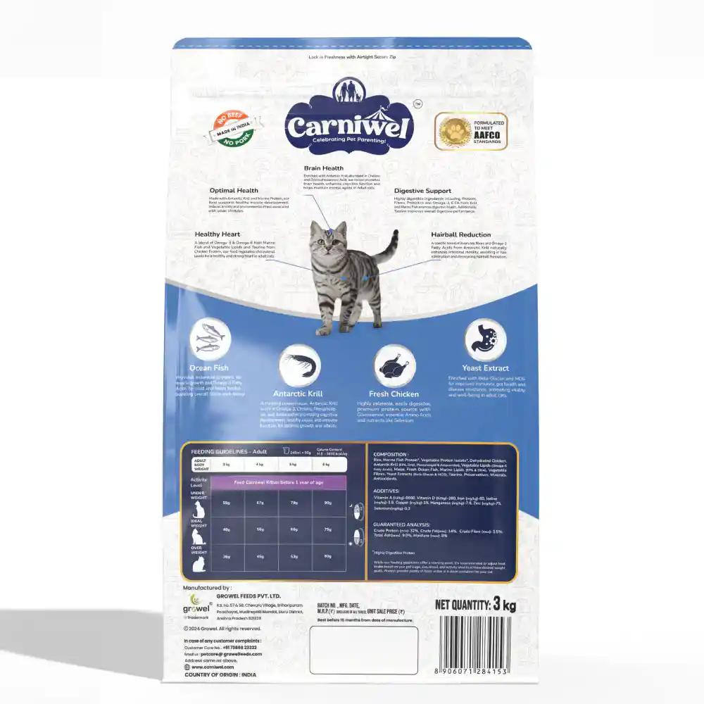 Carniwel Ocean Fish & Krill Food for Cats Adult 3kg – (Best Before Apr’26)