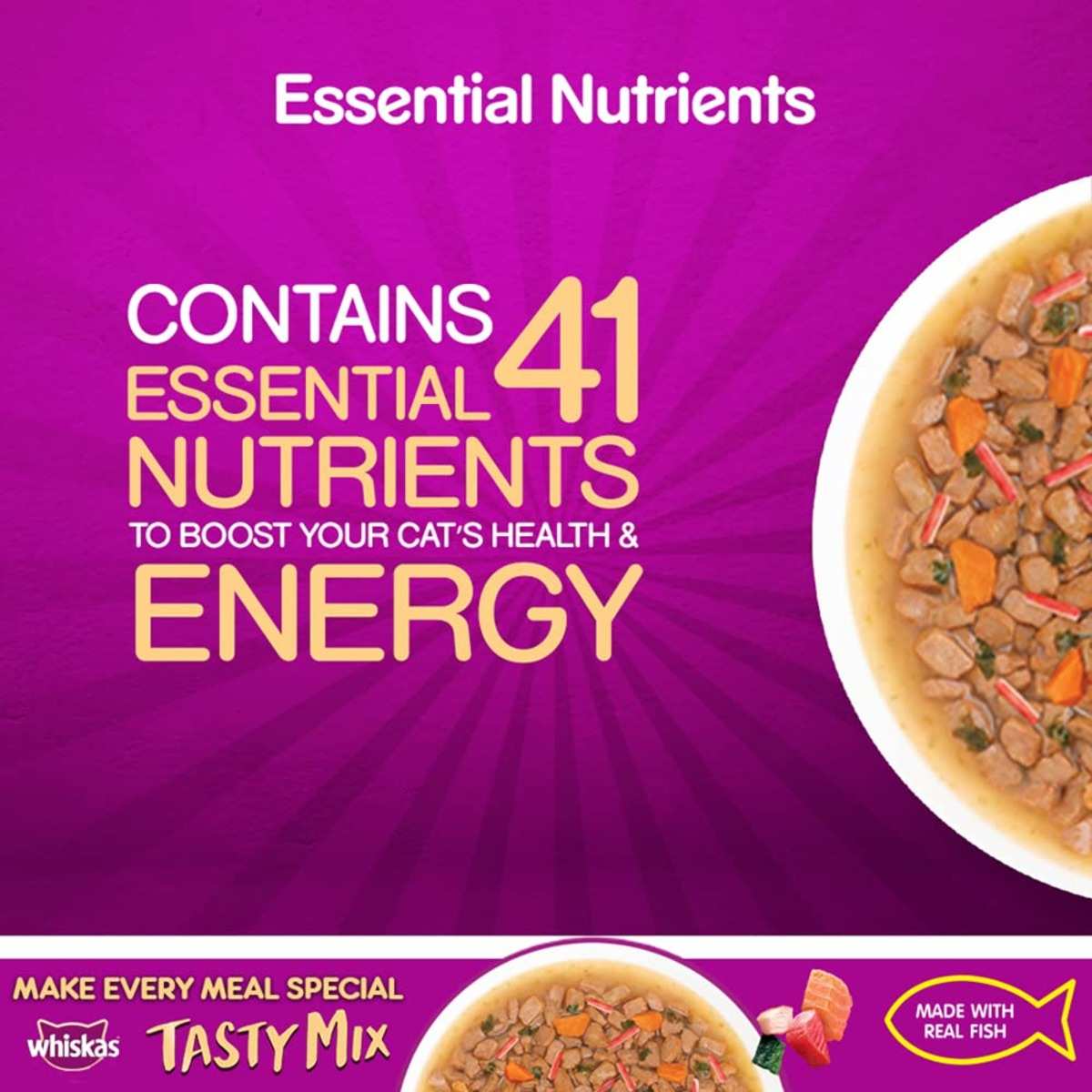Whiskas Tasty Mix Seafood Cocktail Wakame Seaweed Gravy Wet Cat Food, 70g