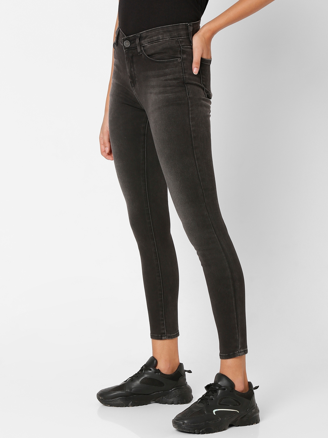 spykar | Women's Black Cotton Straight Jeans 1