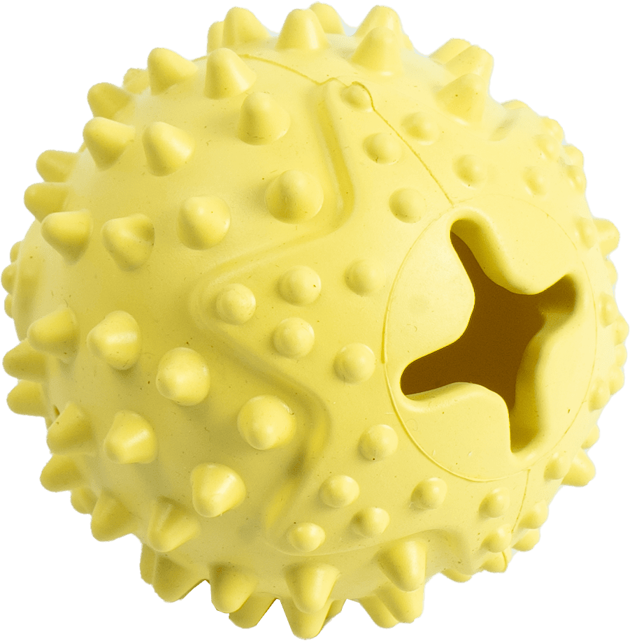 Ezra Play Round Spiky Rubber Ball Pet Toy - Yellow