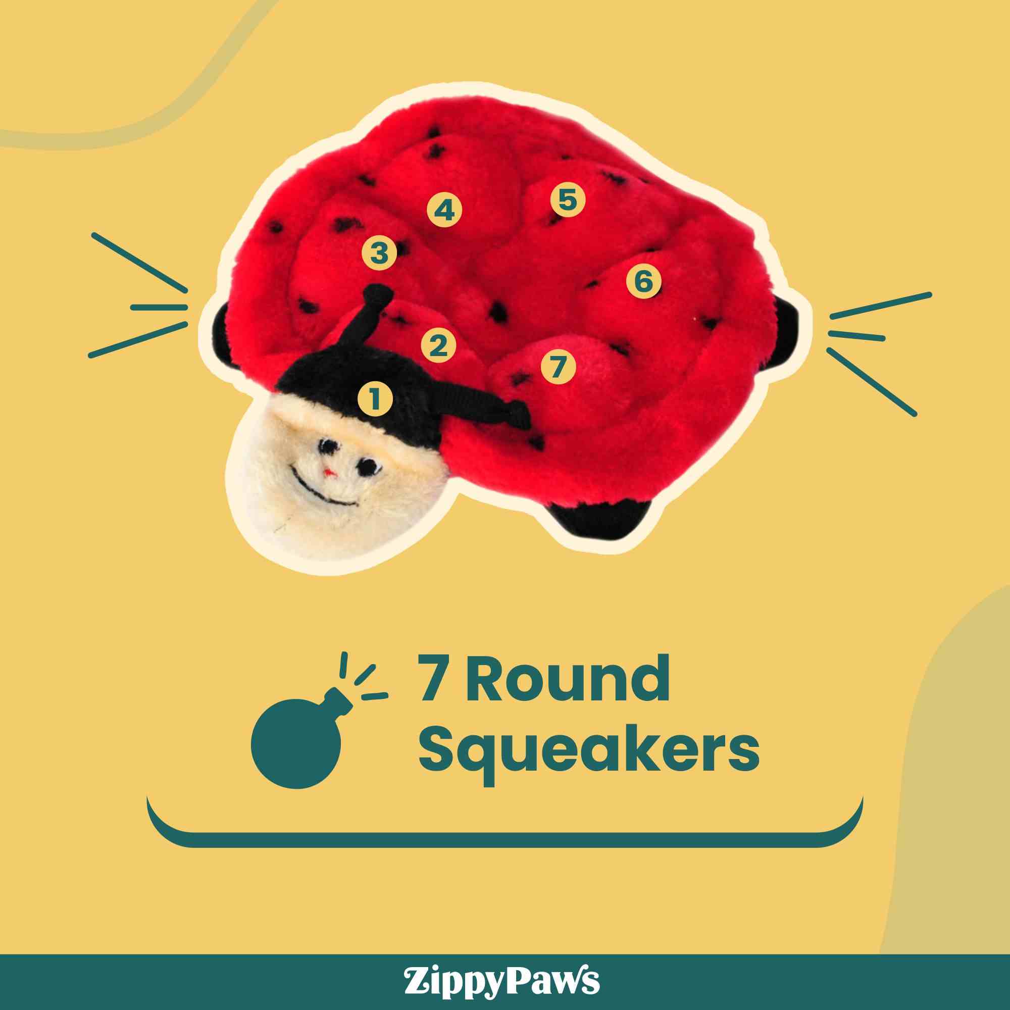 Zippy Paws Squeakie Crawler Betsey the Ladybug Plush Toy for Dogs