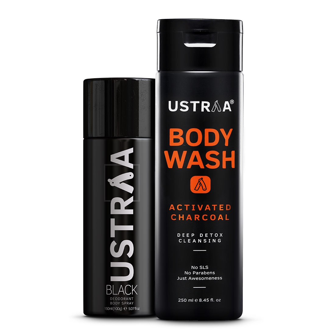 Ustraa | Ustraa Black Deodorant 150ml & Body Wash Activated Charcoal 250ml 0
