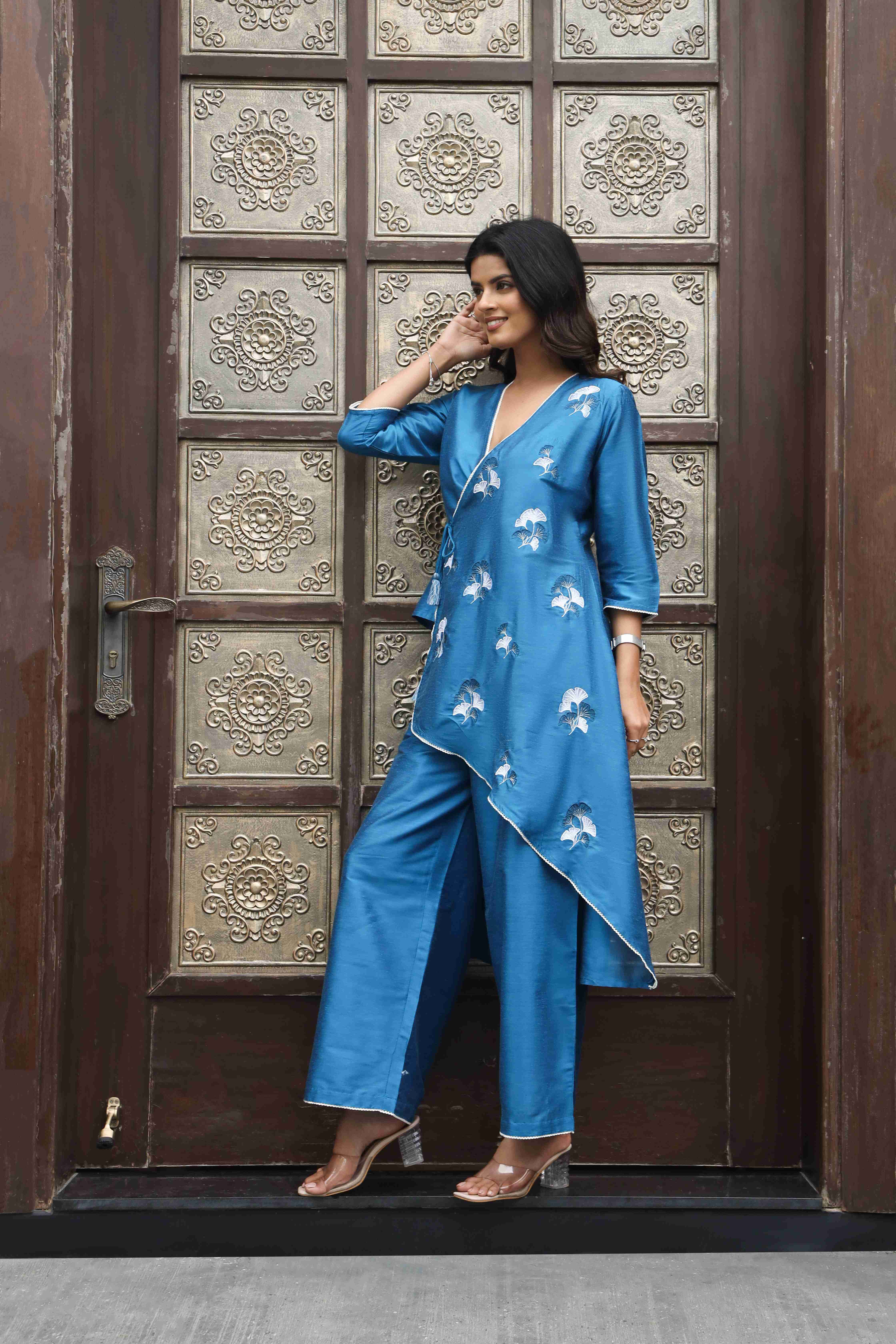 WOMEN'S EMBROIDERY STYLISH TOP WITH PALAZZO CO-ORD SET