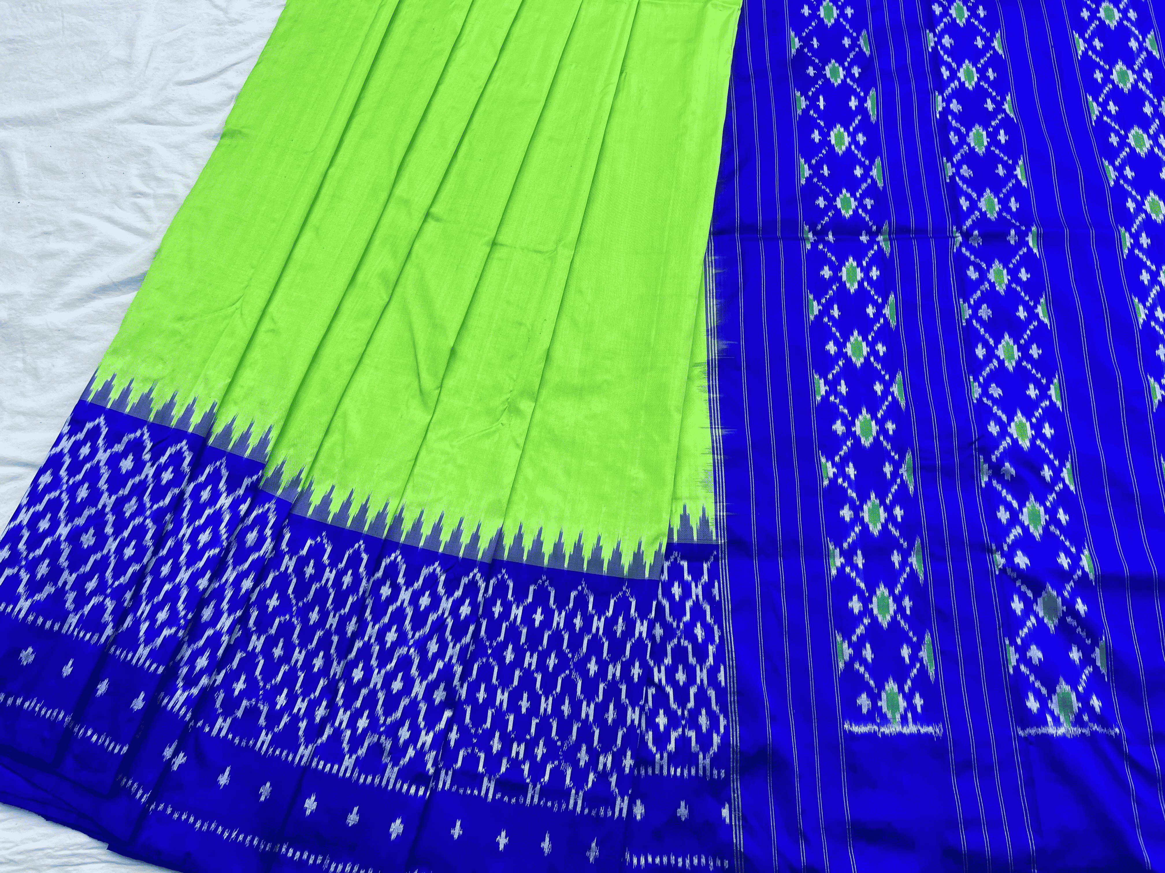 Silk Big Border Green Ikat Saree