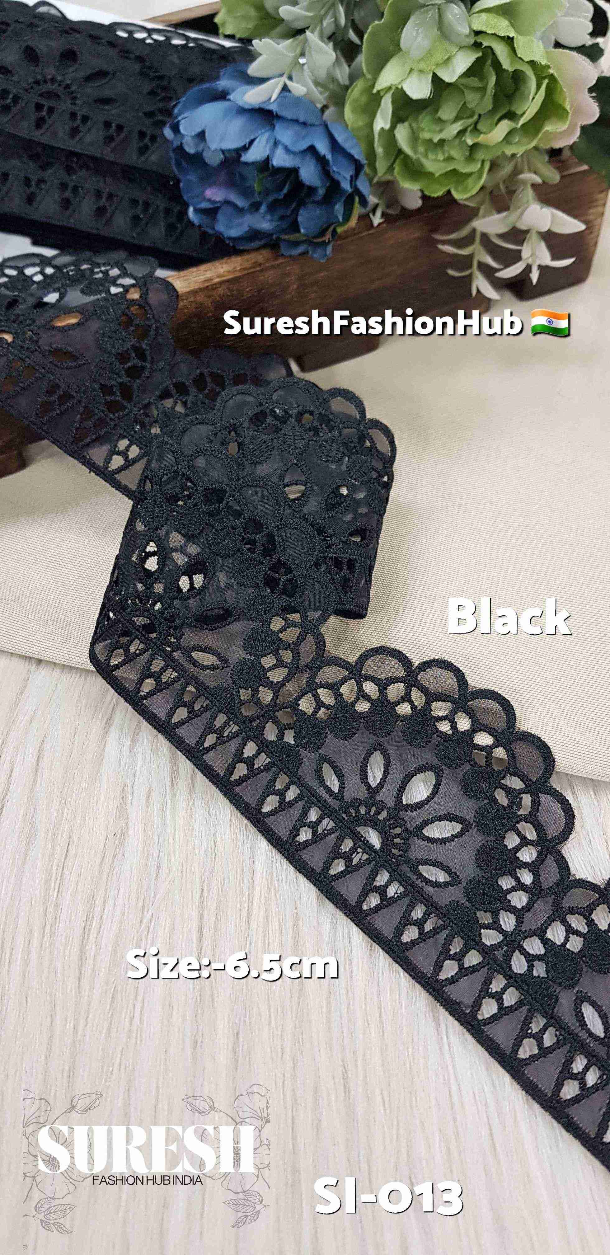  Majestic Bloom Black Organza Lace