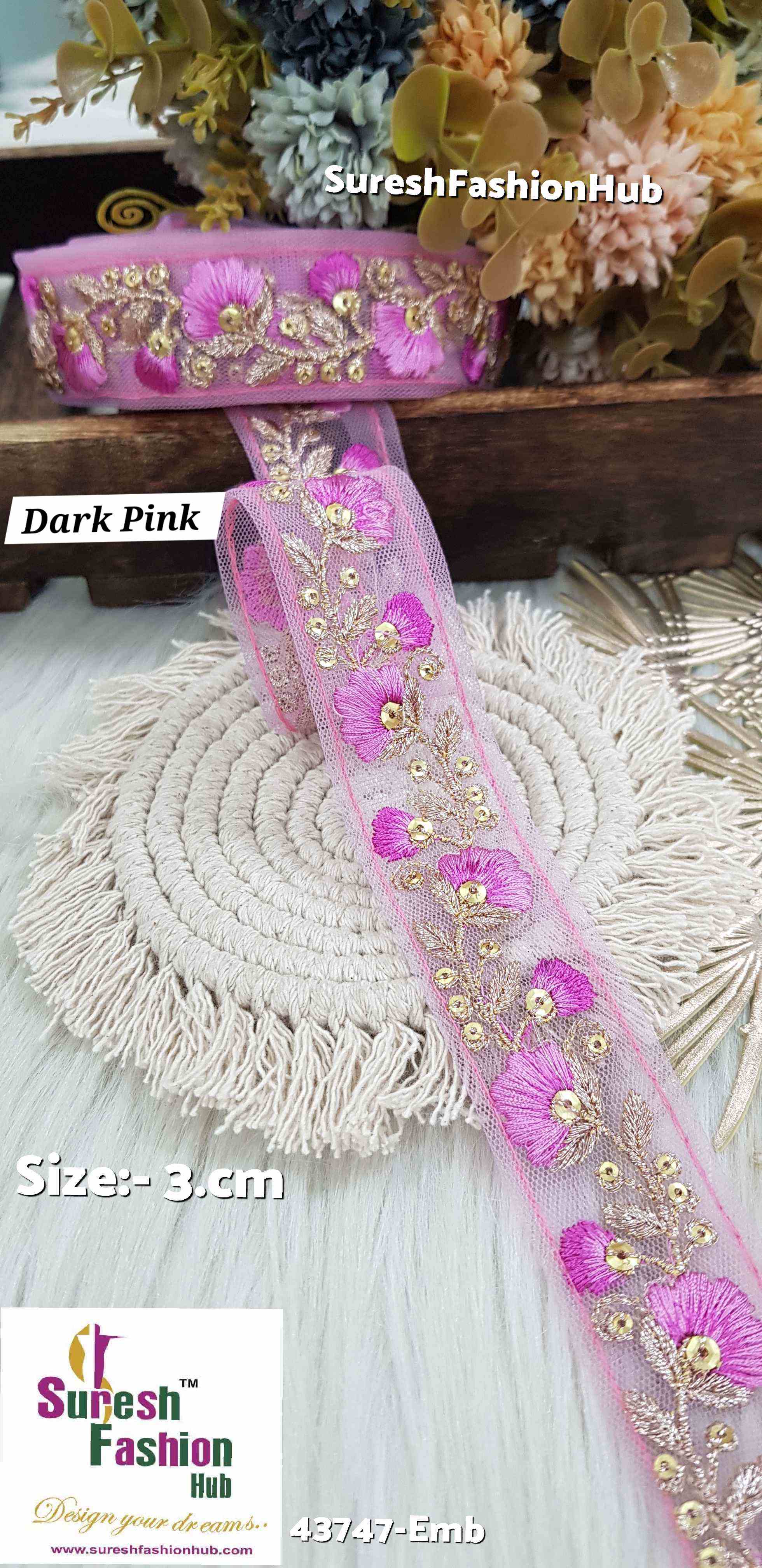 Dark Pink Delight Embroidery Lace
