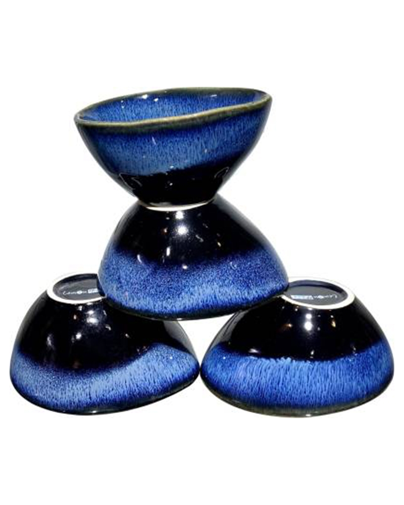 Order Happiness | Order Happiness Ceramic Stoneware, Ceramic Vegetable Bowl-Big (Blue, Pack of 4) 1