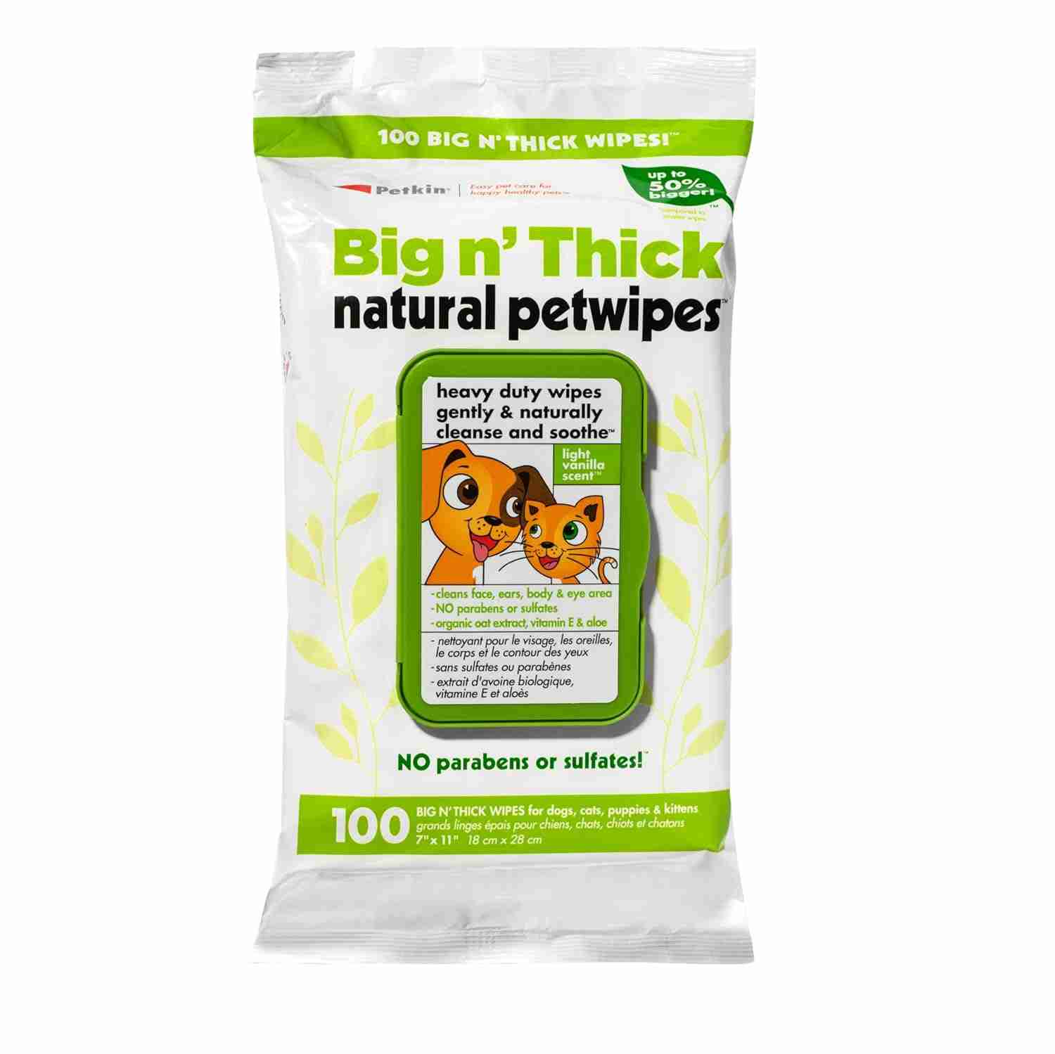 Petkin | Petkin Big n' Thick Natural Pet wipes 100 Wipes