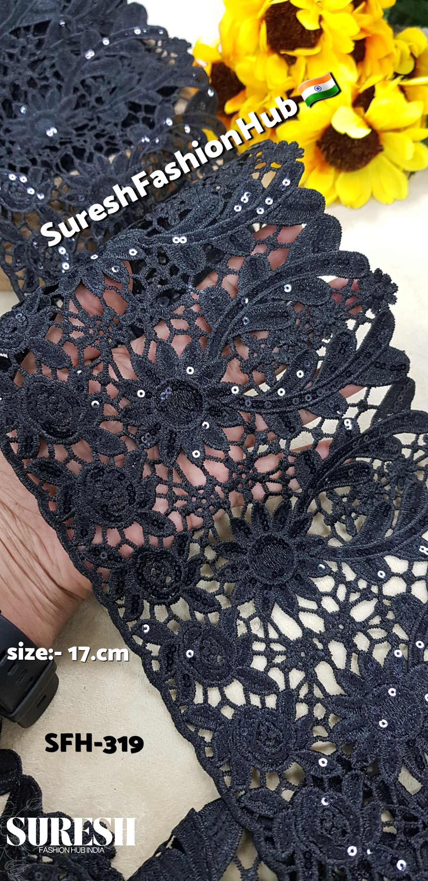 Black Imported GPO Cutwork Lace