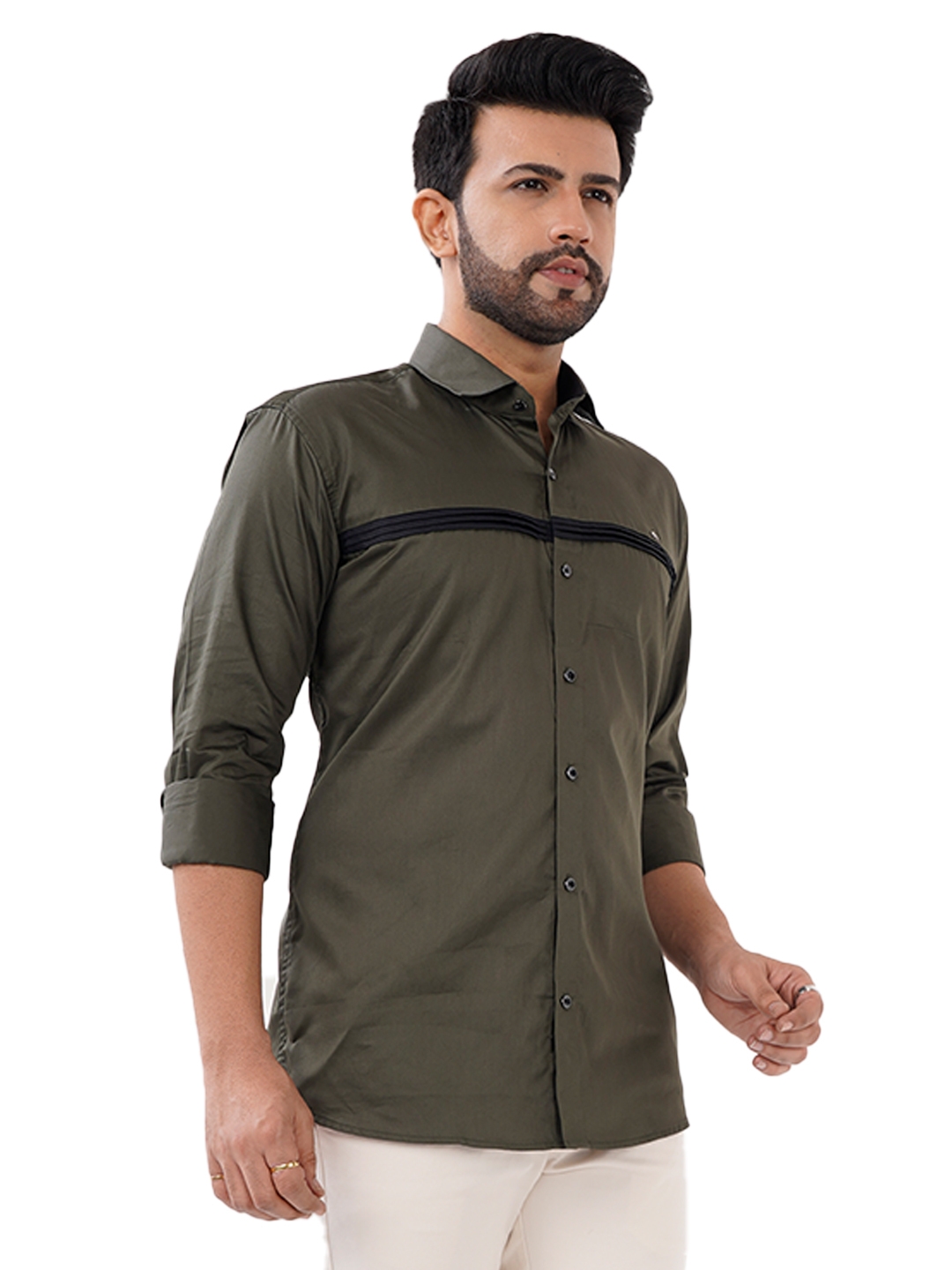 D'cot by Donear | D'cot by Donear Men's Green Cotton Casual Shirts 1