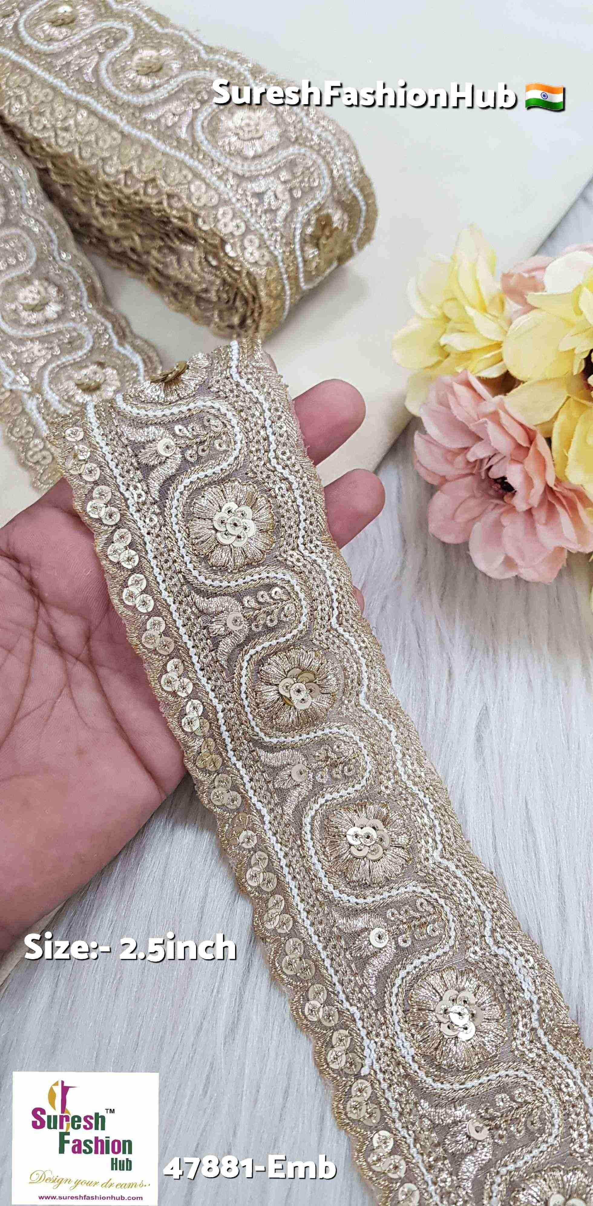  Pearl Gold Elegance Embroidery Lace