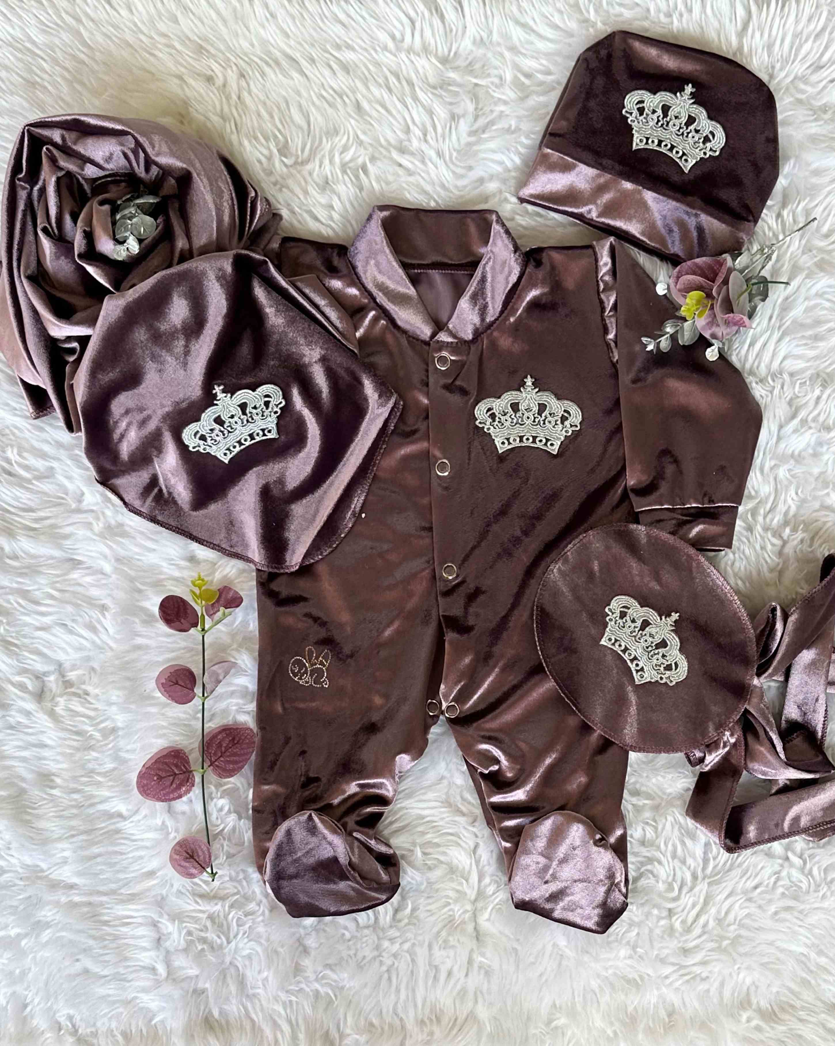 VIOLET GLAZE VELVET ROMPERSET
