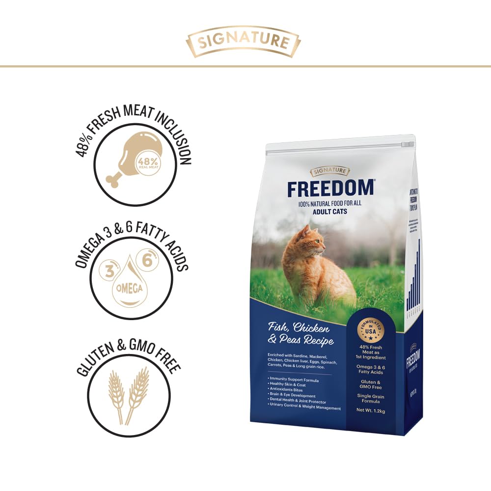 Freedom Fish, Chicken & Peas Adult Cat Dry Food 1.2 kg