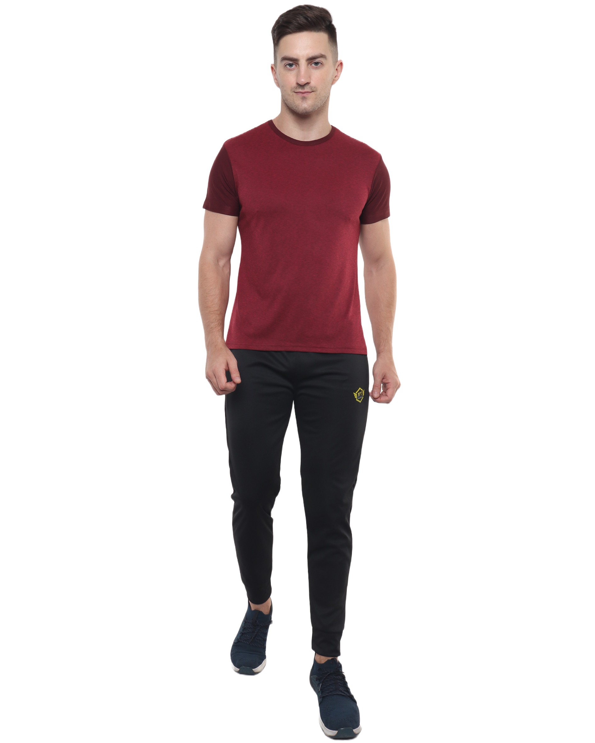 Wine Melange Round Neck T Shirt