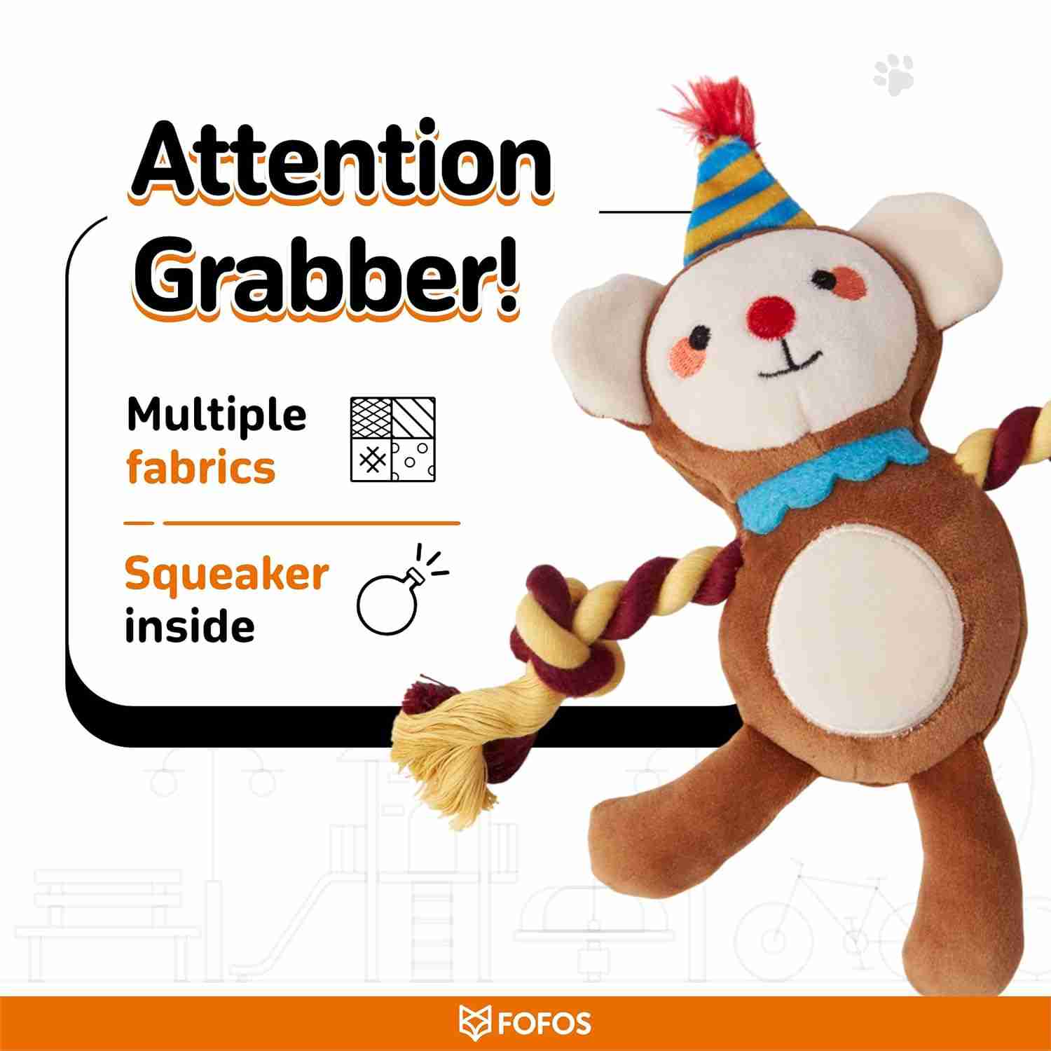 Fofos Fluffy Puppy Toy Monkey