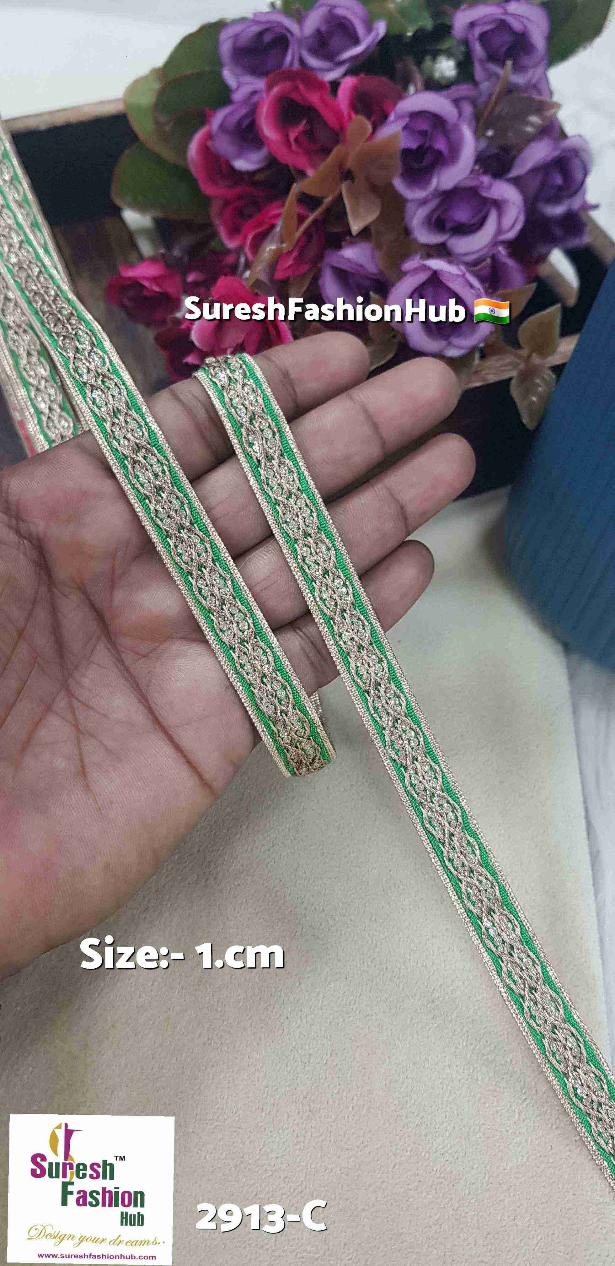 Parrot Green Radiant Zari Embellishments Trim