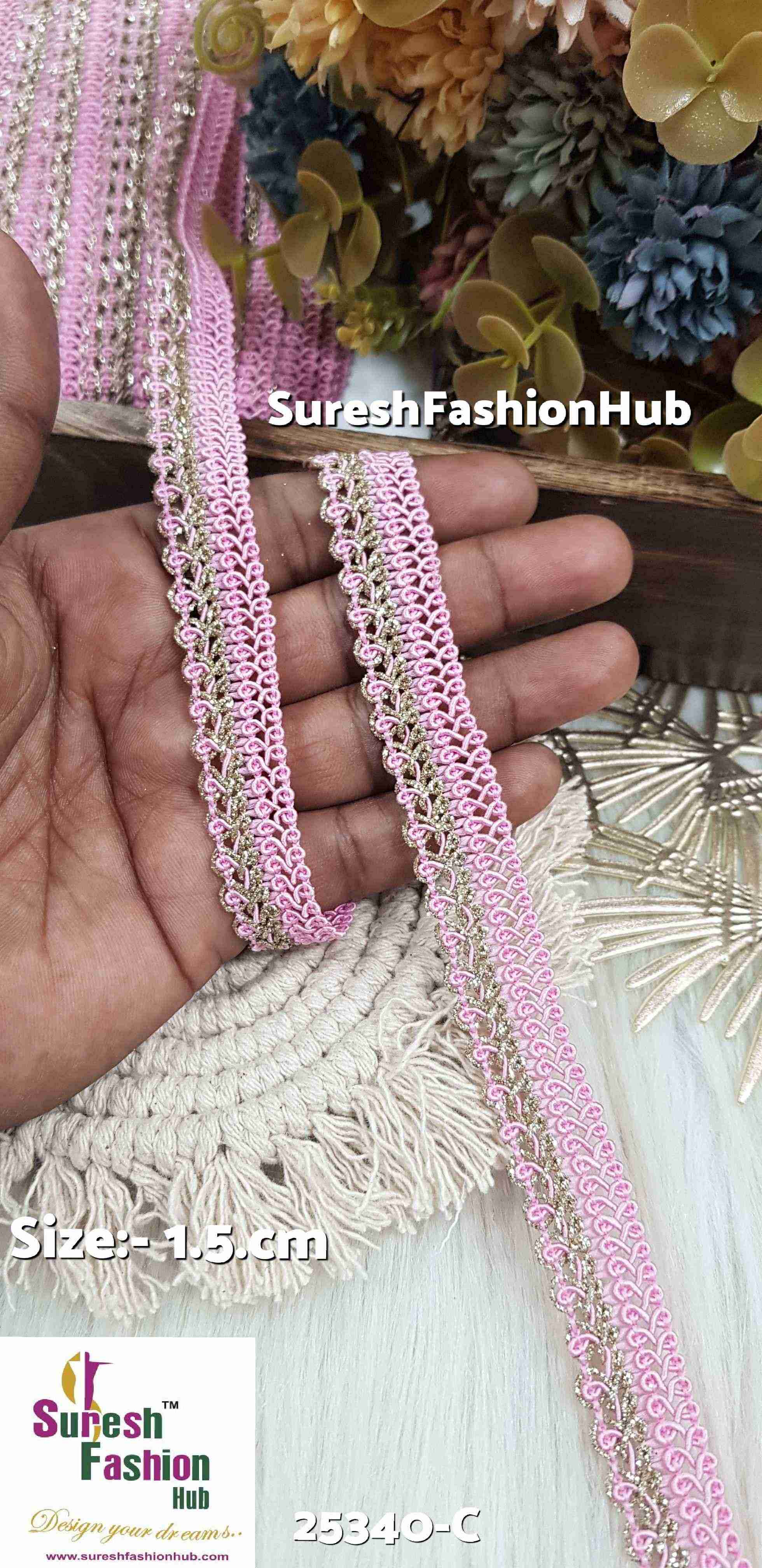 Baby Pink Colour GlitterTwist Zari Accents