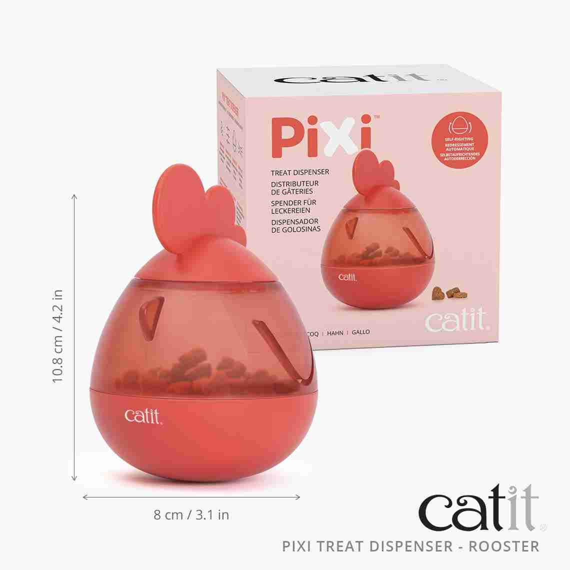 Catit PIXI Treat Dispenser Slow Feeder,  Interactive Treat Toy for Cats Rooster