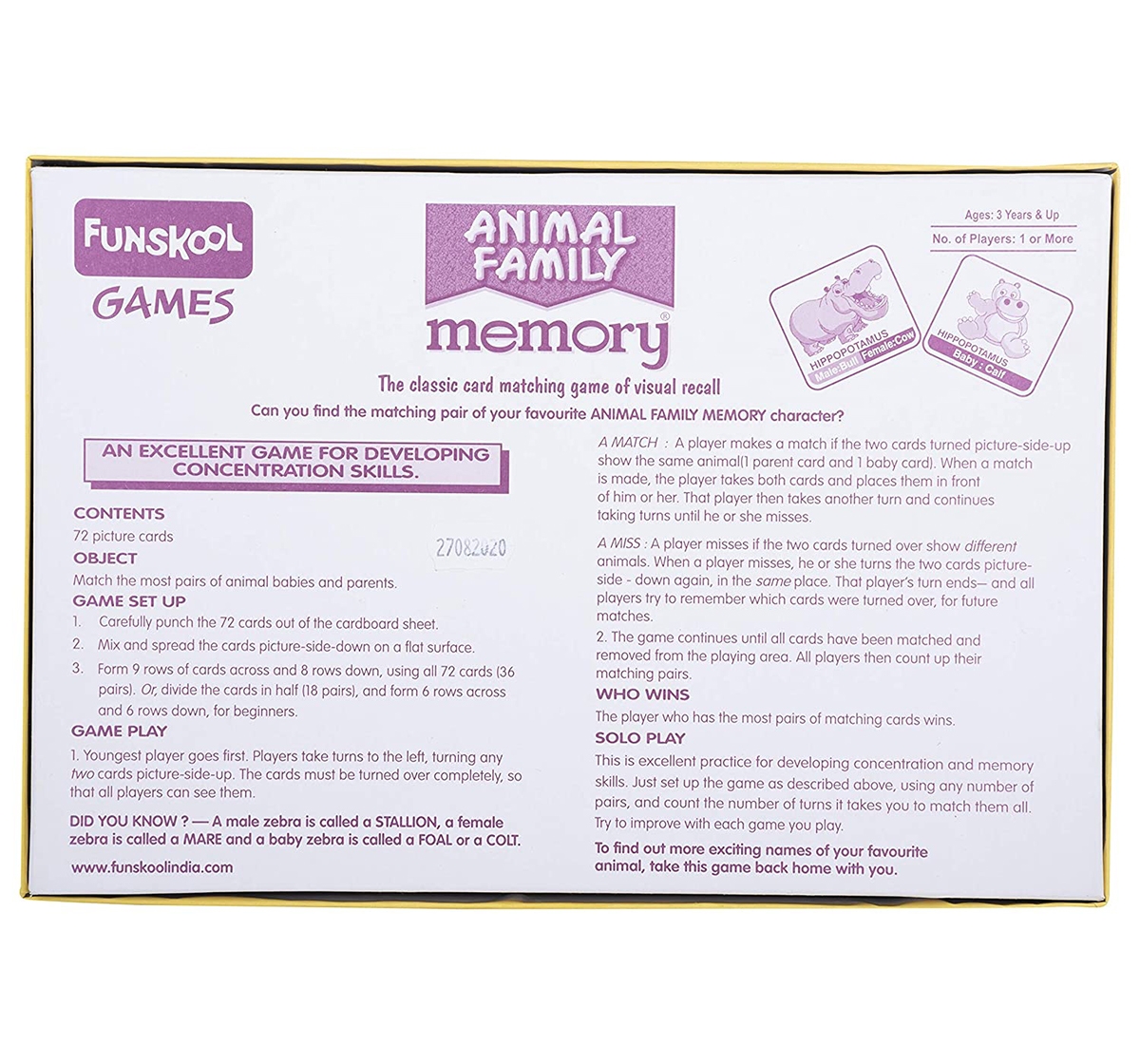 Funskool | Funskool Memory Animal Family for Board Game Kids age 12M+ 2