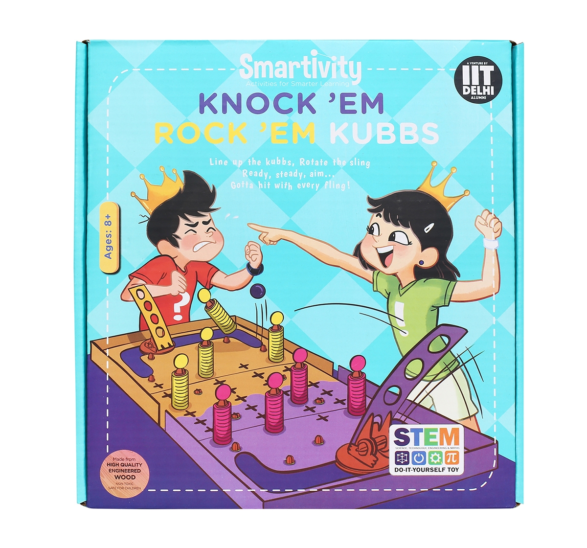 Smartivity | Smartivity Knock 'Em Rock 'Em Kubbs : Stem, Learning, Educational and Construction Activity Toy Gift for age 8Y+  (Multi-Color) 0