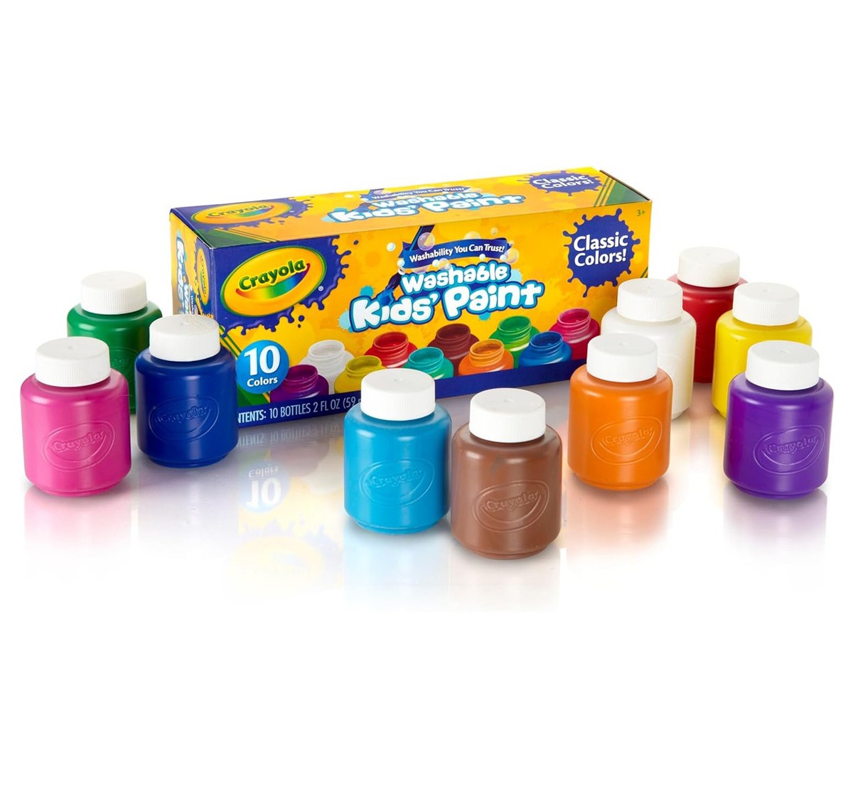 Crayola 10 Ct Washable Kids Paint 2 Fl. Oz. Bottles, Multi Color