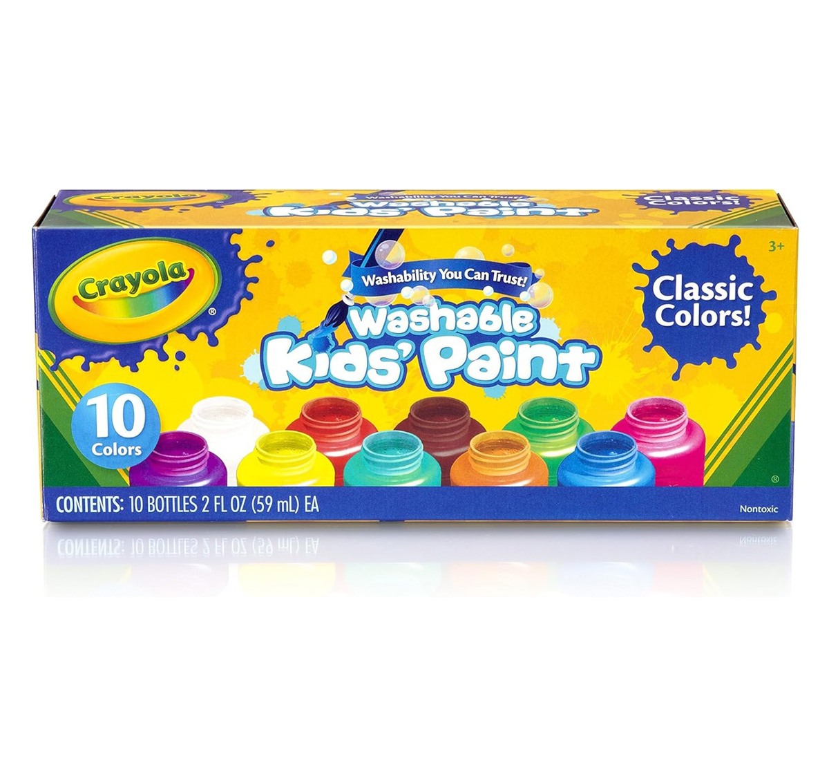 Crayola 10 Ct Washable Kids Paint 2 Fl. Oz. Bottles, Multi Color