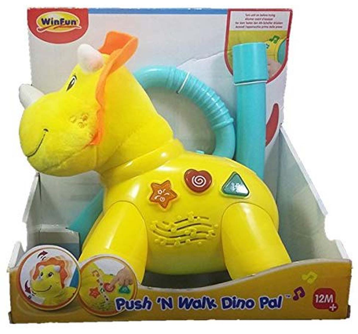 WinFun | Winfun Push N Walk Dino Pal - Yellow Early Learner Toys for Kids age 12M+ 1