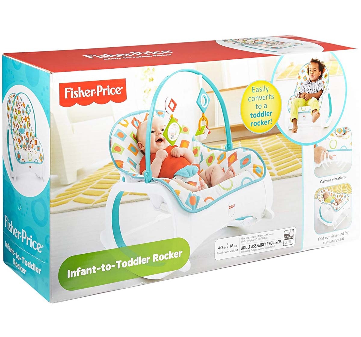 Fisher-Price | Fisher Price Infant To Toddler Rocker Geo Diamonds, Multi Color Baby Gear for Kids age 6M+ 4