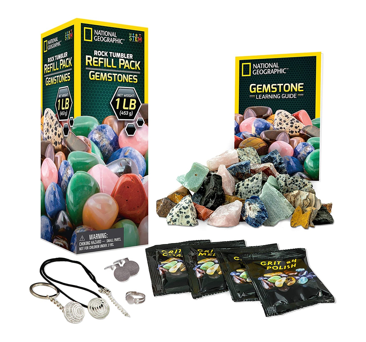 National Geographic | National Geographic Rough Gemstone Refill Kit For Rock Tumbler for Kids age 6Y+ 0