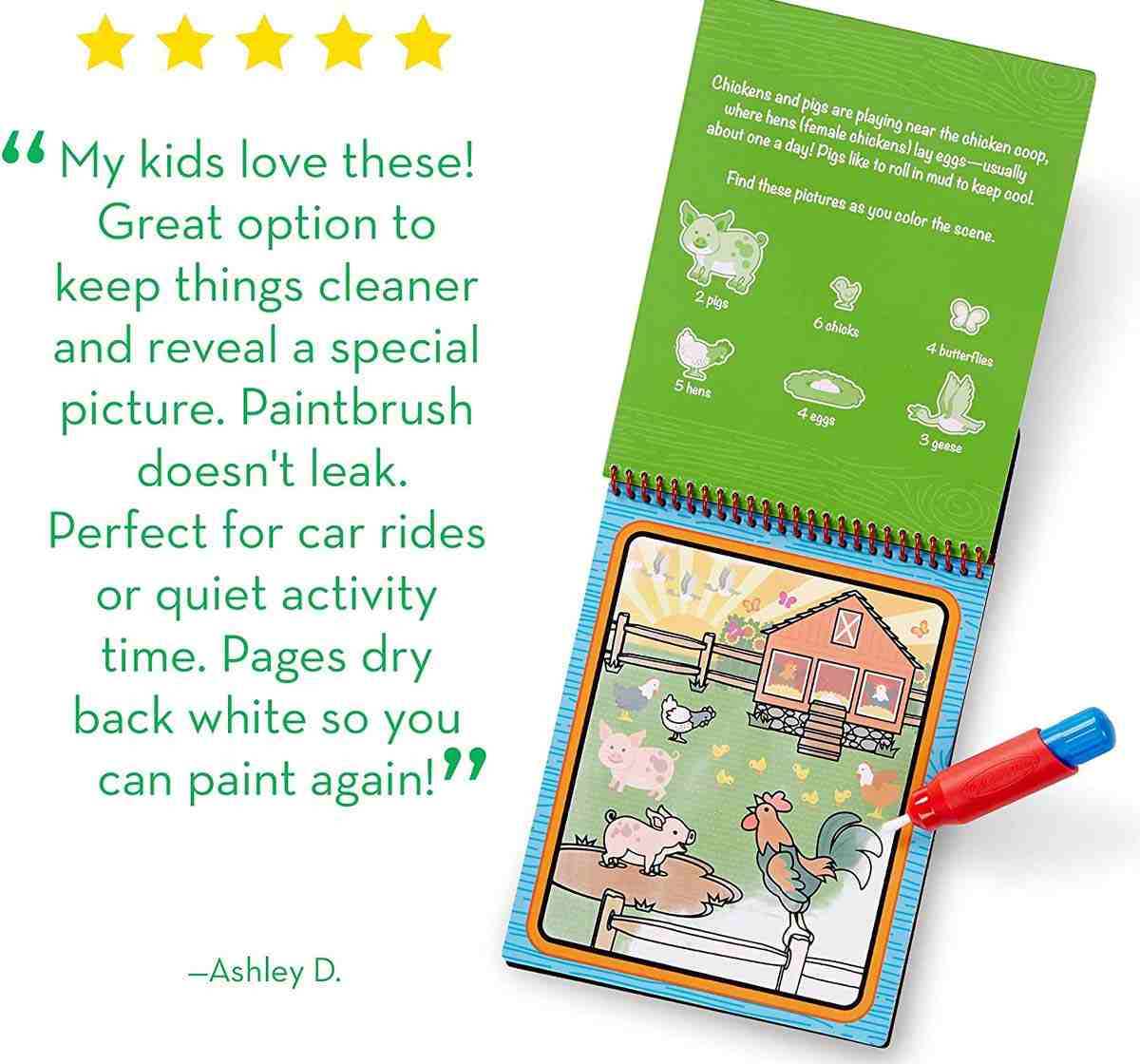 Melissa & Doug On The Farm Water-Reveal Pad- Red School Stationery for Kids age 3Y+