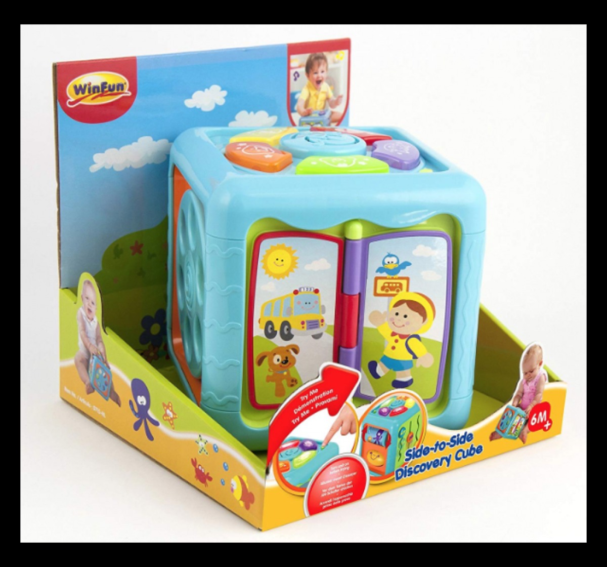 Winfun Side To Side Discovery Blue Cube Learning Toys for Kids age 6M+