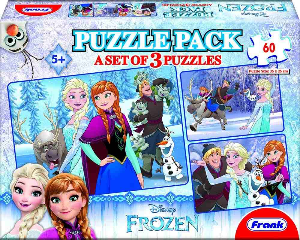 Frank Disney'S Frozen Puzzle Pack ( A Set Of 3 Puzzles - 60 Pcs Each)  for Kids age 3Y+
