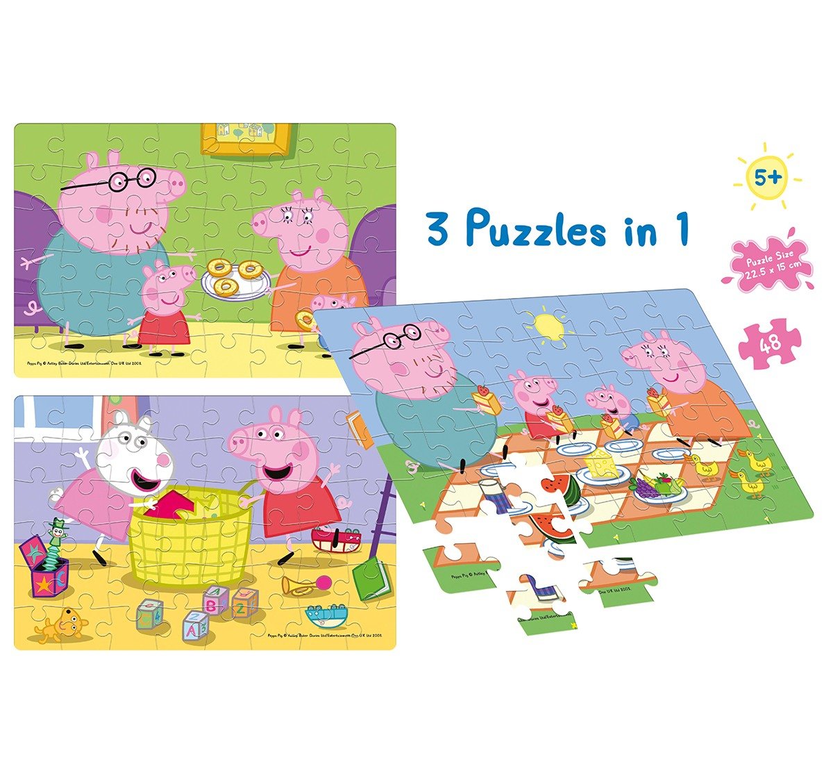 Frank Peppa Pig 3 In 1 Puzzle for Kids age 5Y+