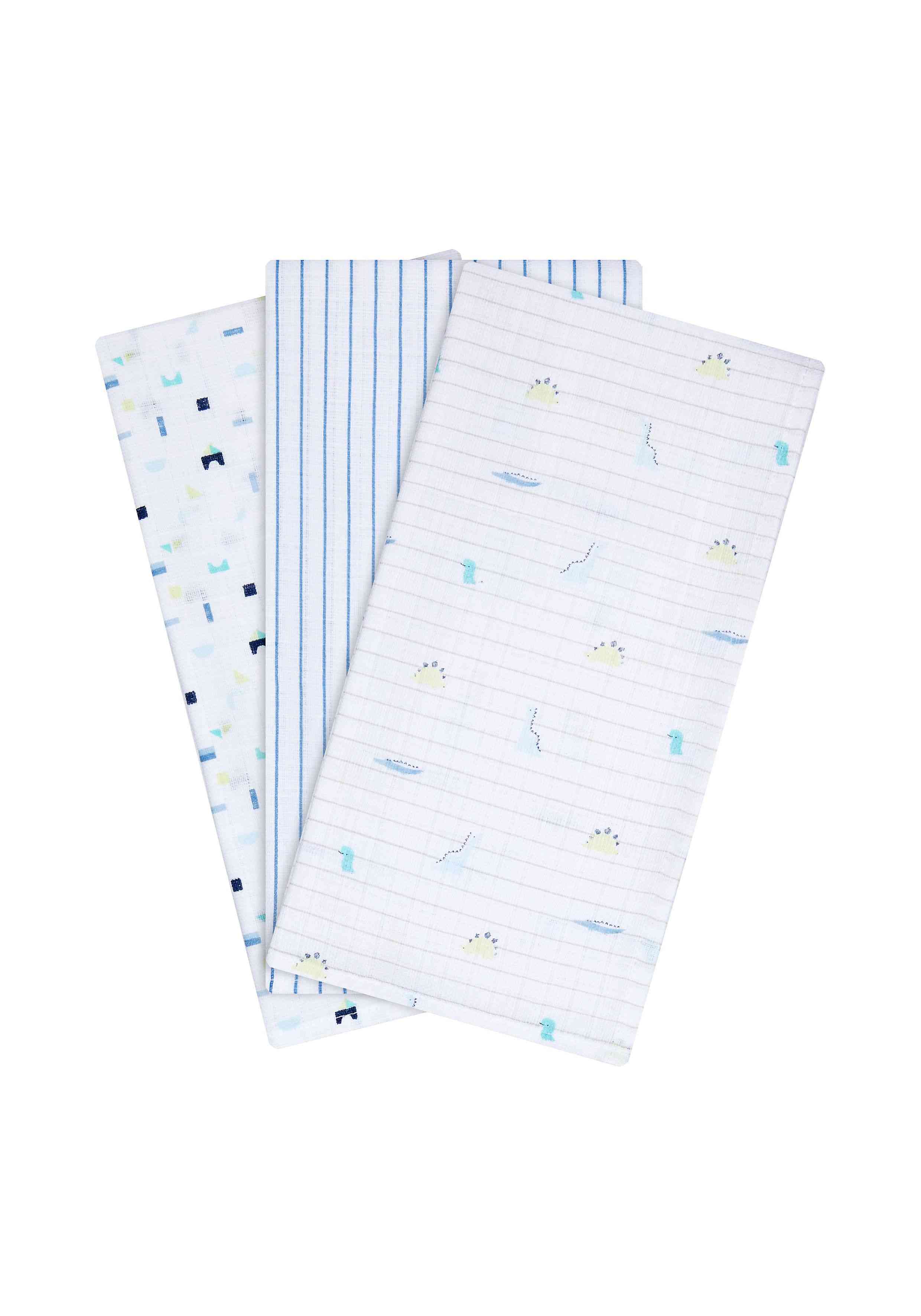 Mothercare Sleepysaurus 3Pk Baby Muslins