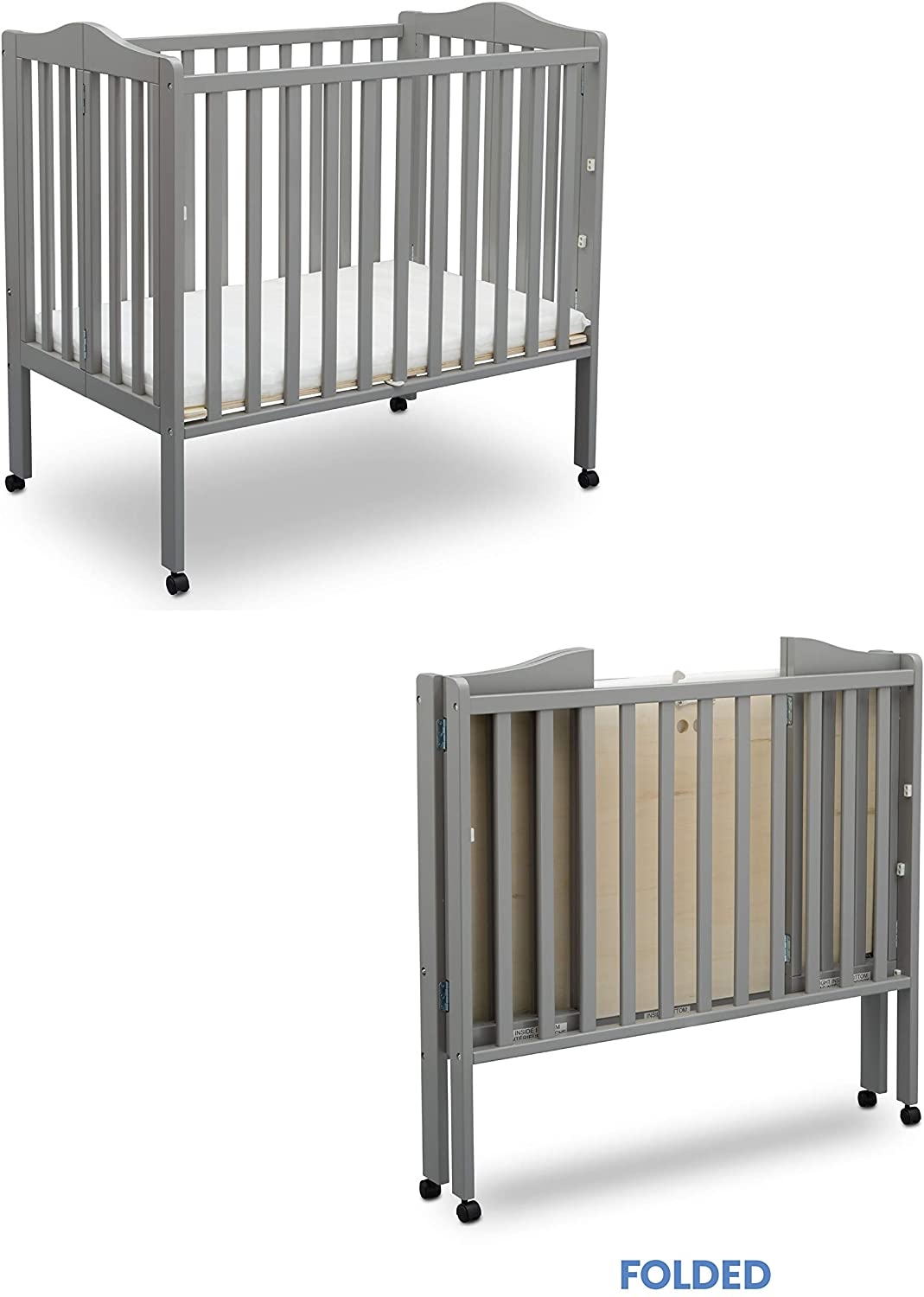 Mothercare | Delta Children Portable Folding Crib With Mattress Grey 4